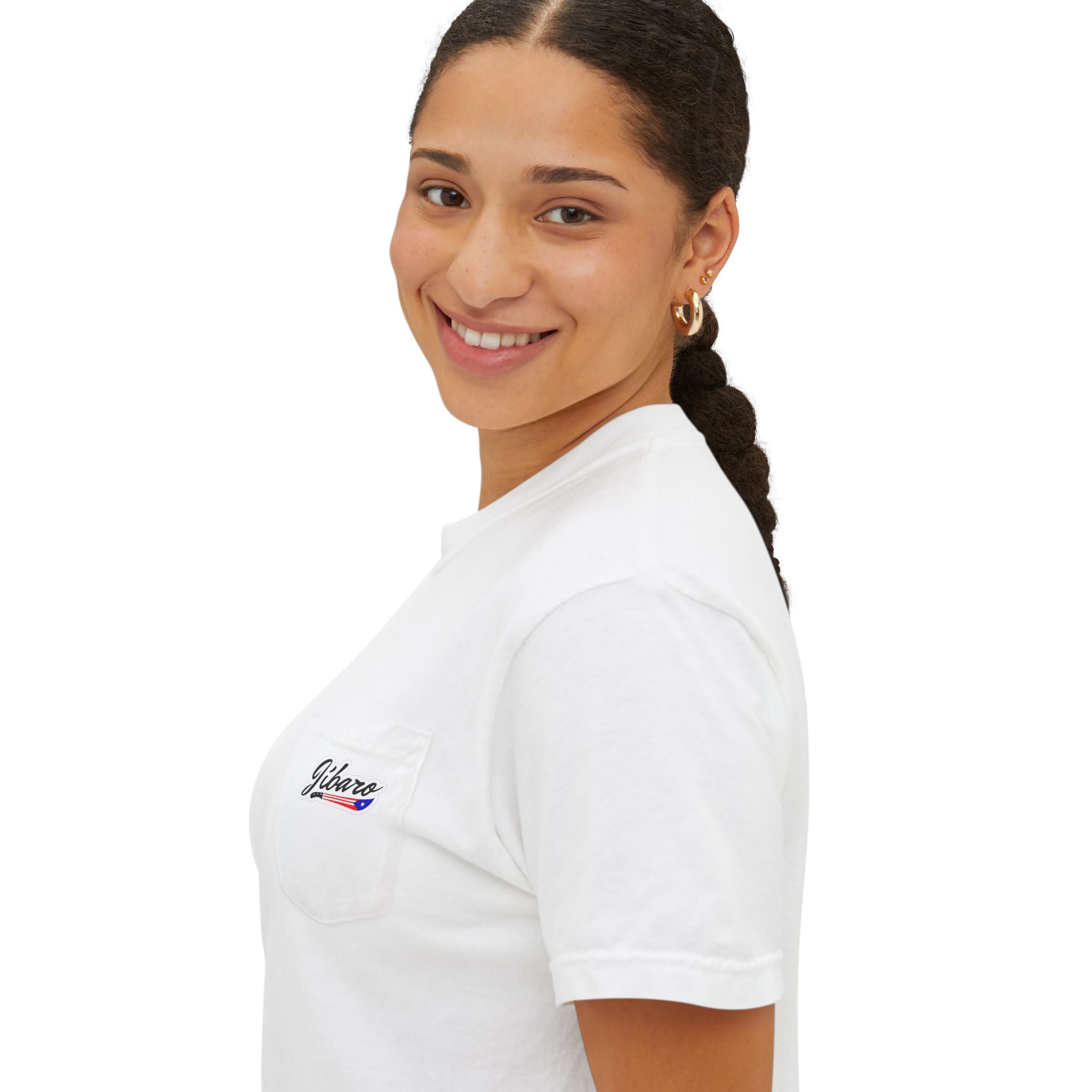Jibaro Pocket TShirt Unisex Garment-Dyed Tee for Cultural Pride Puerto Rico Embroidered TShirt & Unisex Crewneck Sweatshirt