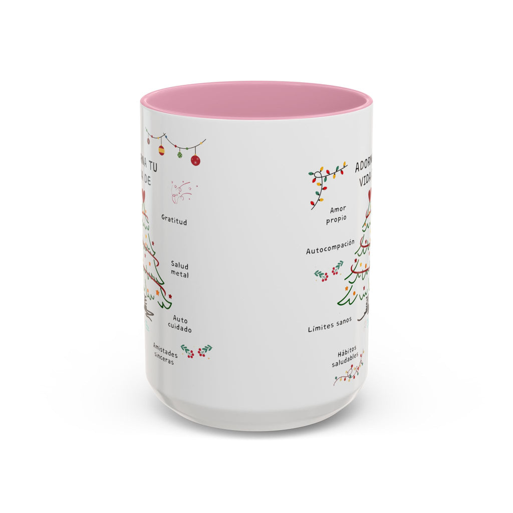 Mug — 'Adorna Tu Vida' Christmas Tree Spanish Holiday Coffee Mug (11oz/15oz)