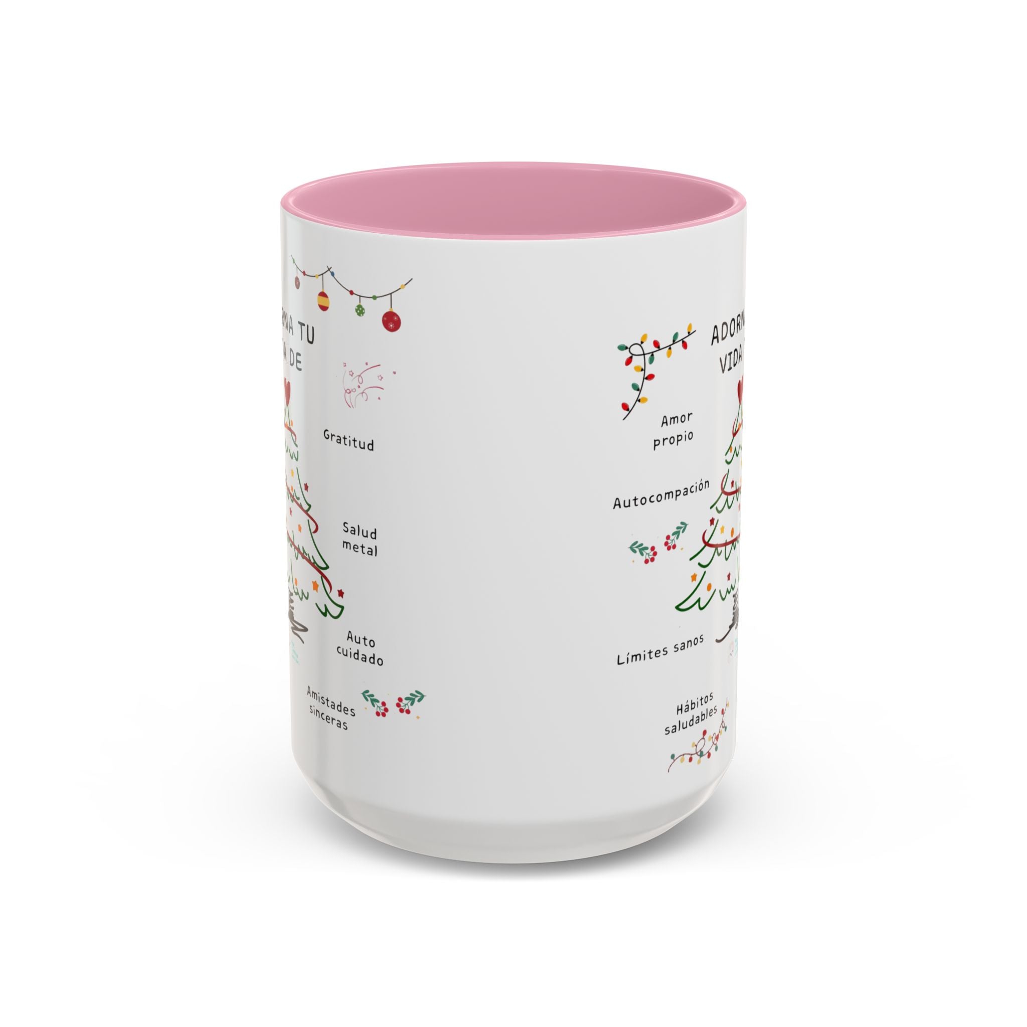 Mug — 'Adorna Tu Vida' Christmas Tree Spanish Holiday Coffee Mug (11oz/15oz)