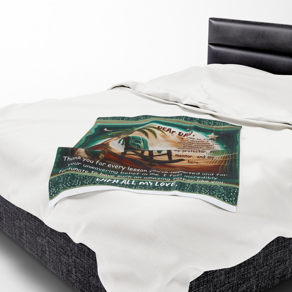 Dear Dad Velveteen Plush Blanket  Sentimental Father’s Day Gift with Rocking Chair Poem