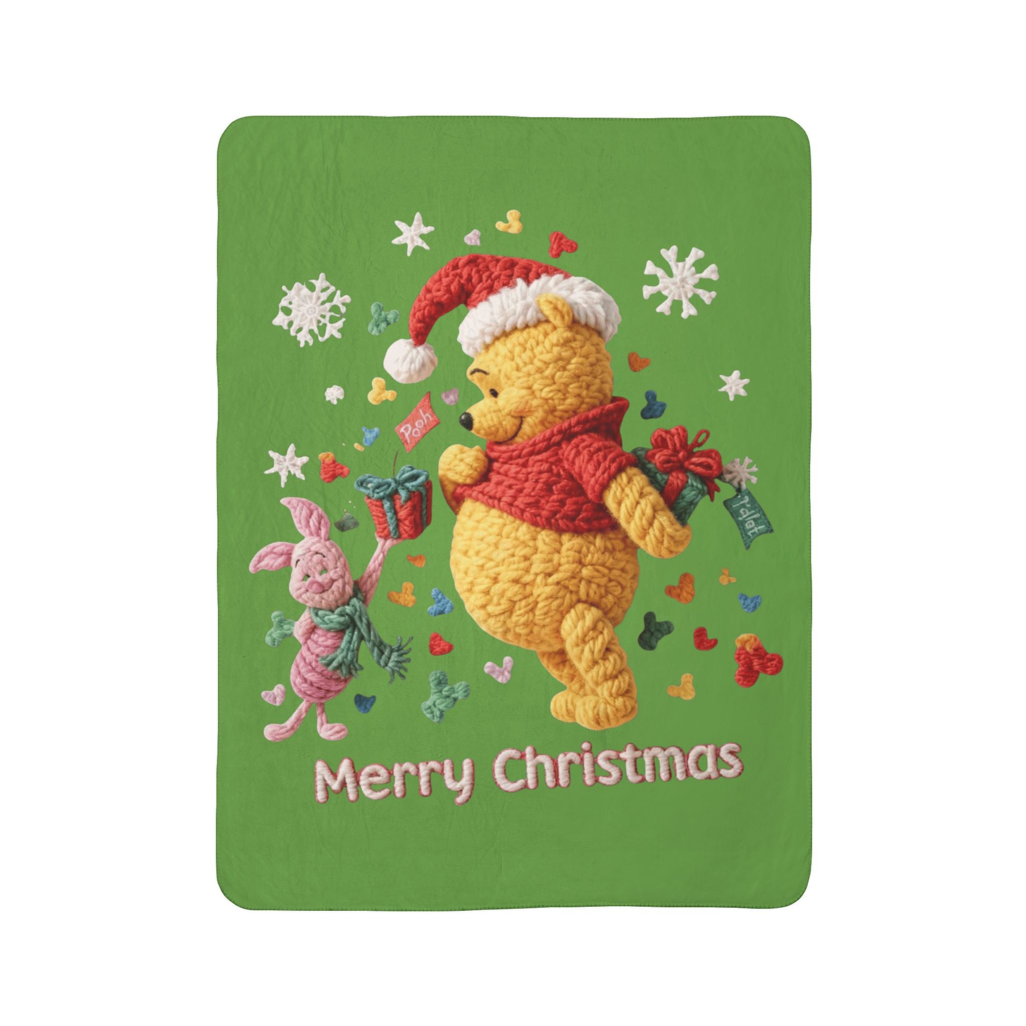 Winnie the Pooh Merry Christmas Fleece Sherpa Blanket Santa’s Little Snuggle Blanket