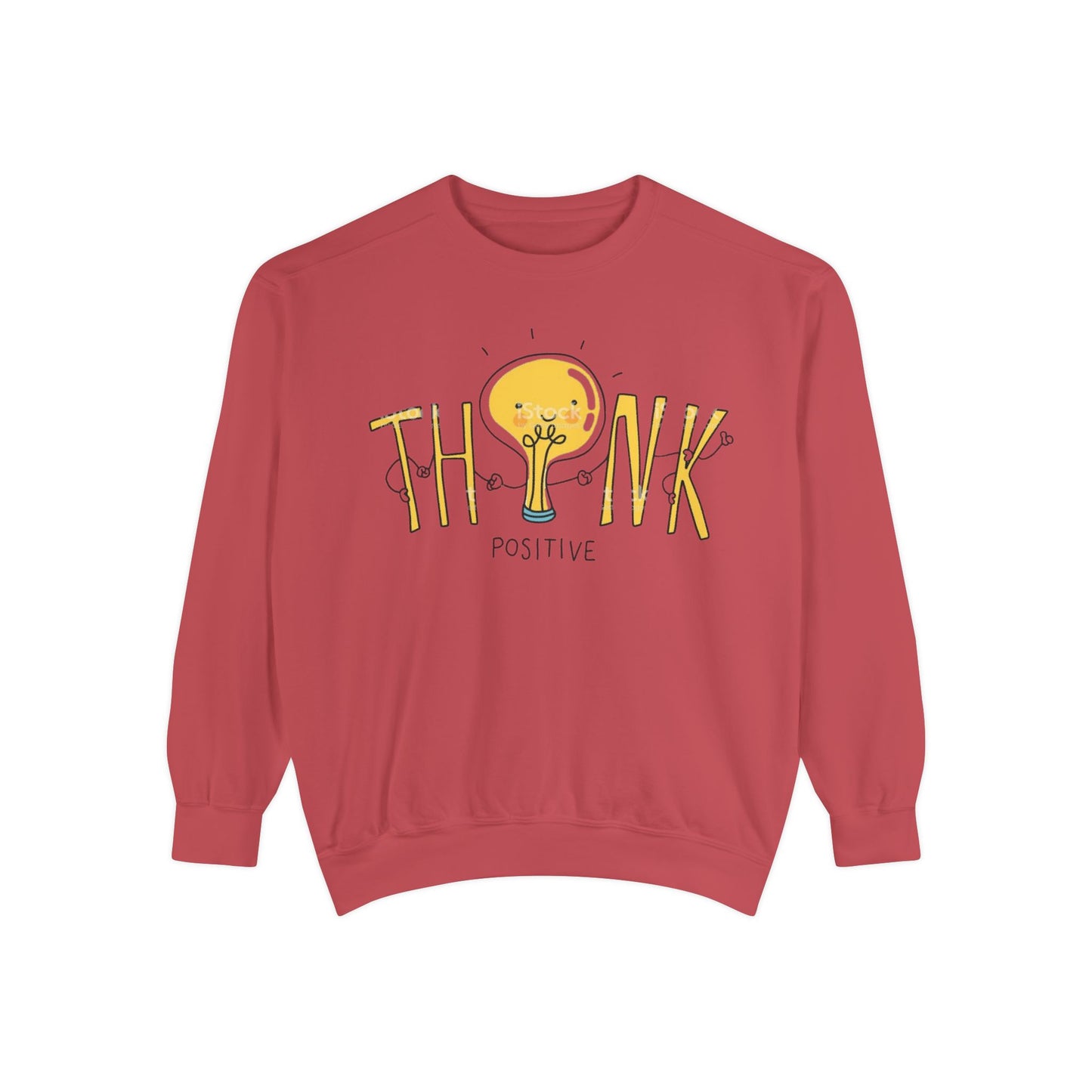 Think Positive Sweatshirt  Cute Lightbulb Graphic Positive Vibes Crewneck