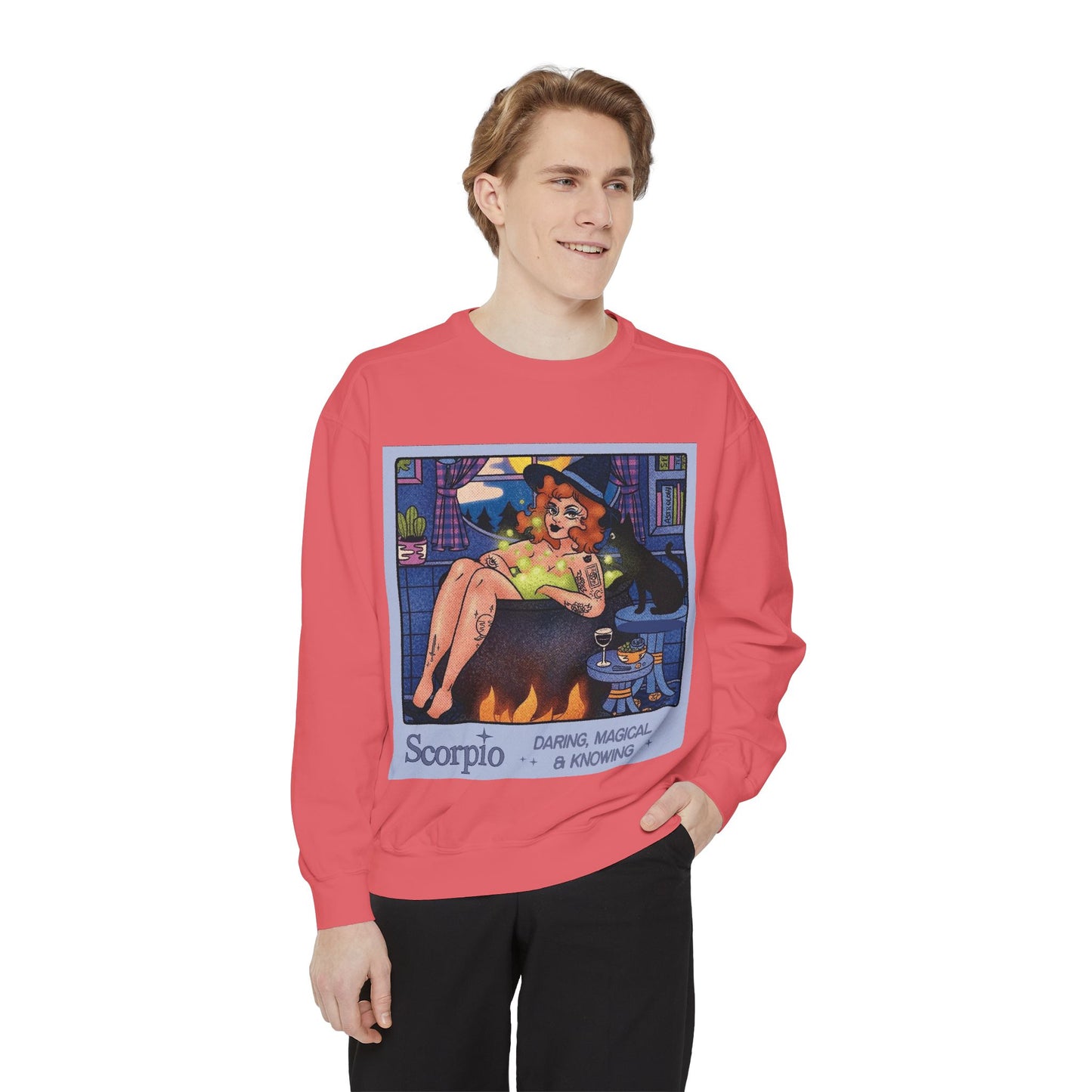 Halloween Sweater Scorpio Sweatshirt | Garment-Dyed Cozy Top, Astrology Gift, Zodiac Apparel, Witchy Fashion, Fall Wardrobe Essential