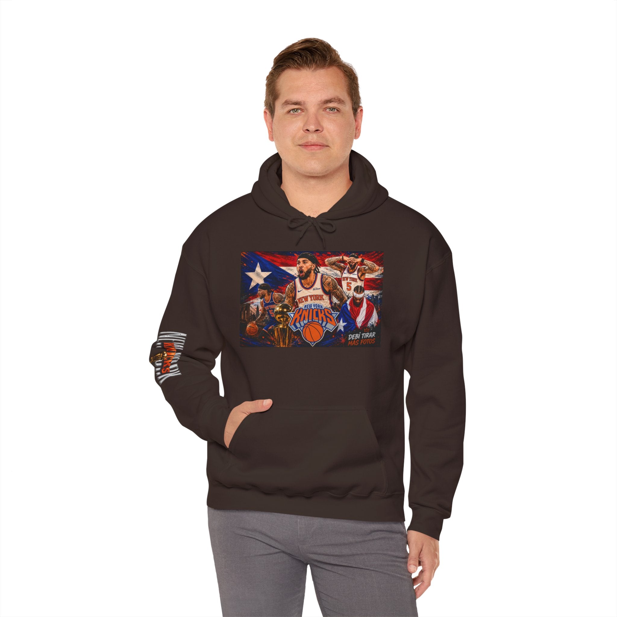 NY-K Retro Player Collage Hoodie — Basketball Fan Sweatshirt