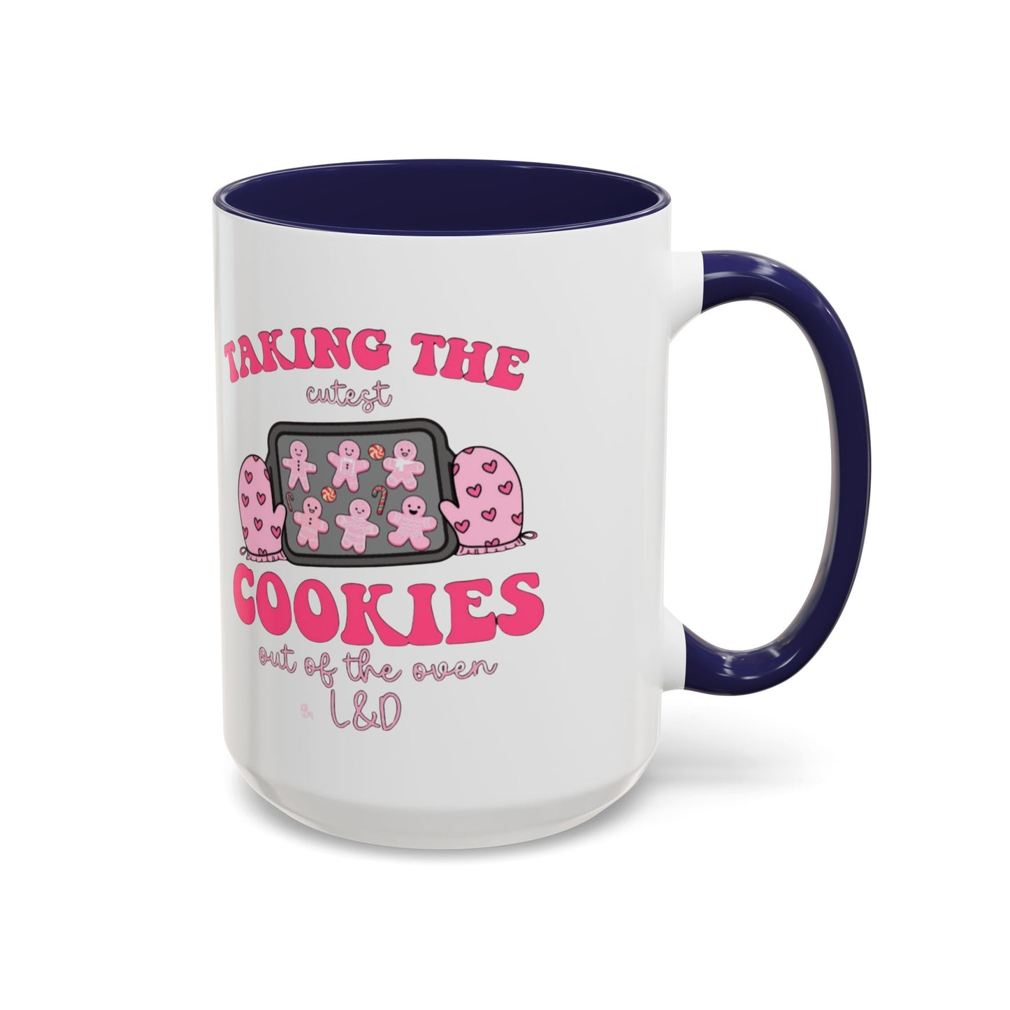 Accent Coffee Mug — "Taking the Cookies" Cute Pink Baking Design Coffee Cup for Fun Celebrations