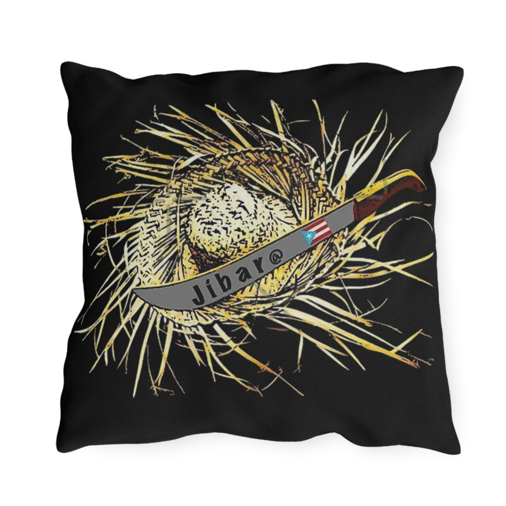 Puerto Rico Culture Pillow Outdoor Pillow – Rustic Straw Hat & Machete Design (Jibaro)
