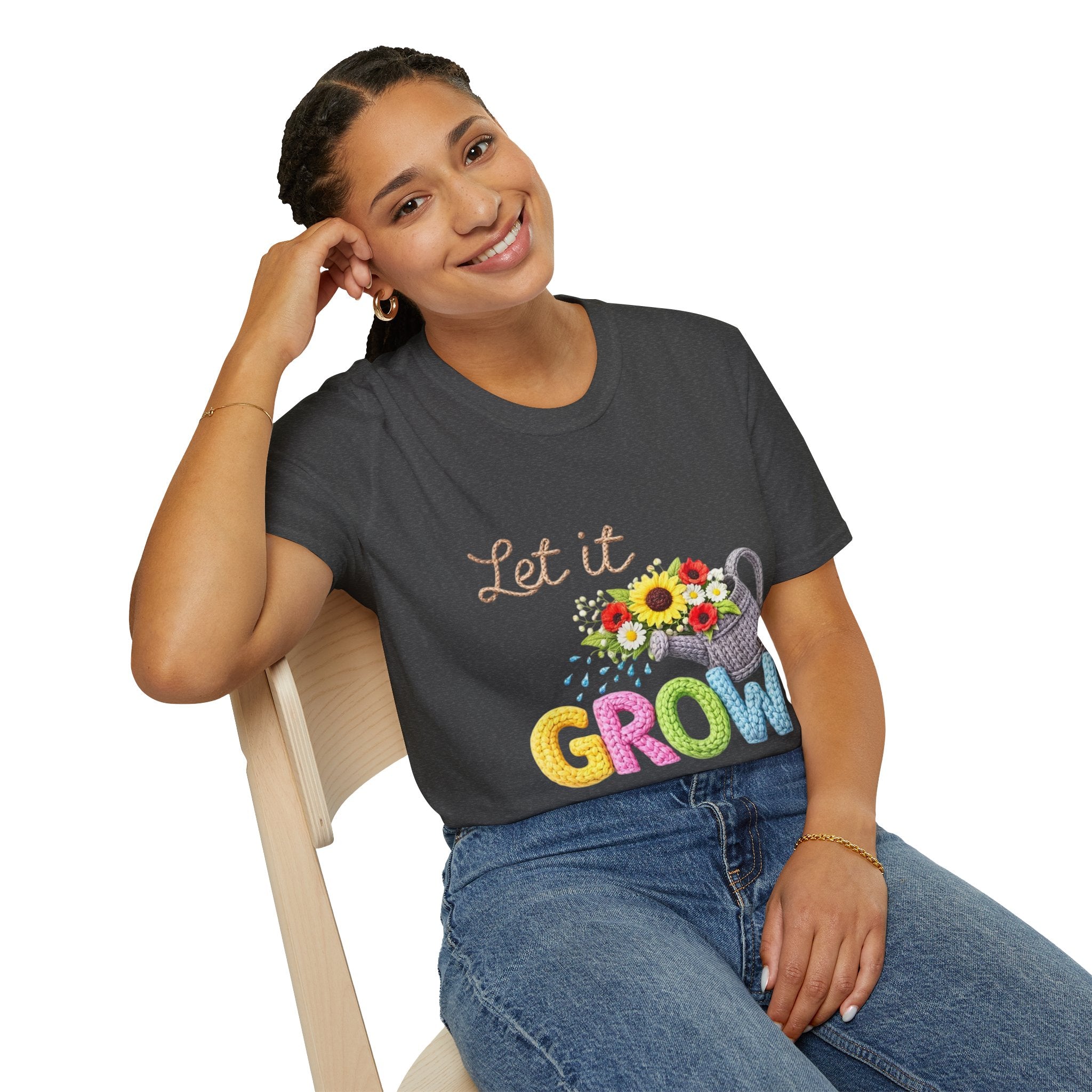 Let It Grow T-Shirt — Floral Watering Can Garden Tee