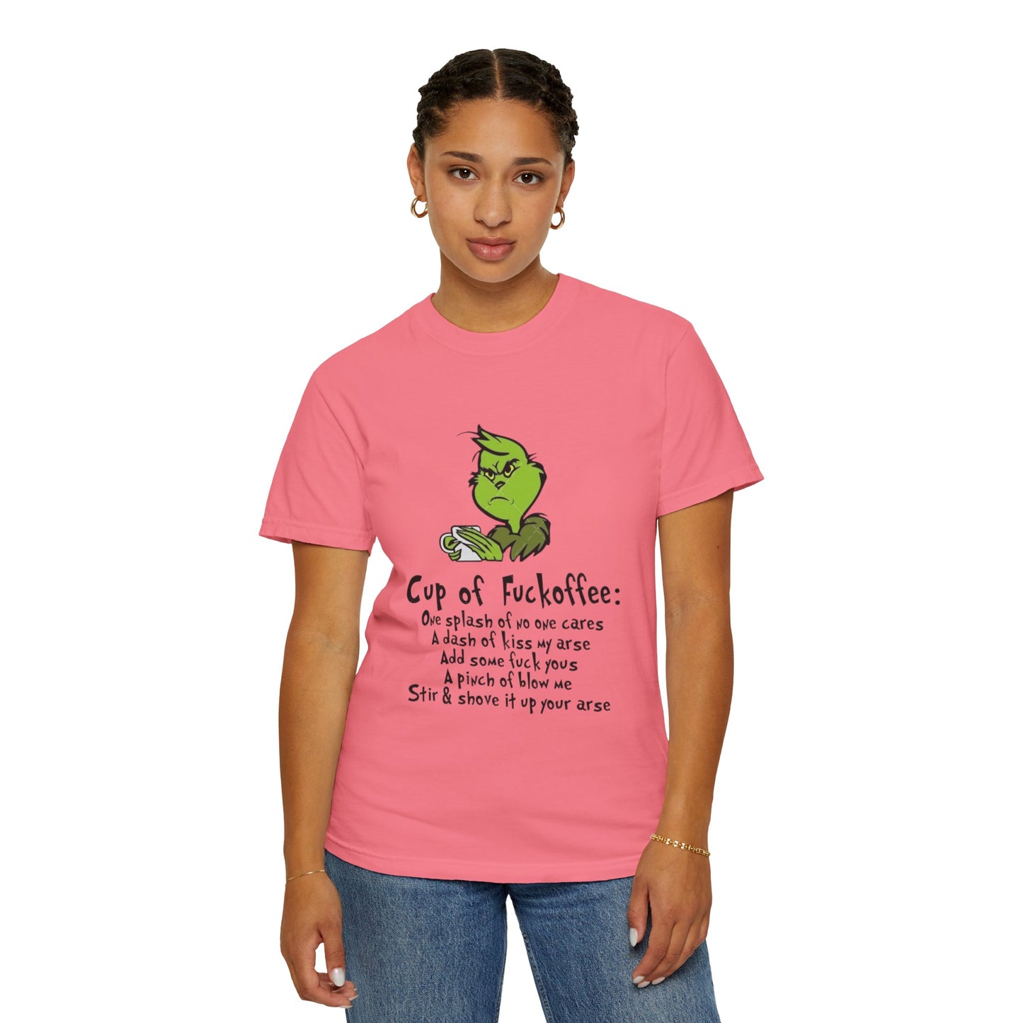 Holiday Graphic Tees  Cozy Festive Wear Funny Grinch-Inspired Unisex T-Shirt Cup of Fuckoffee
