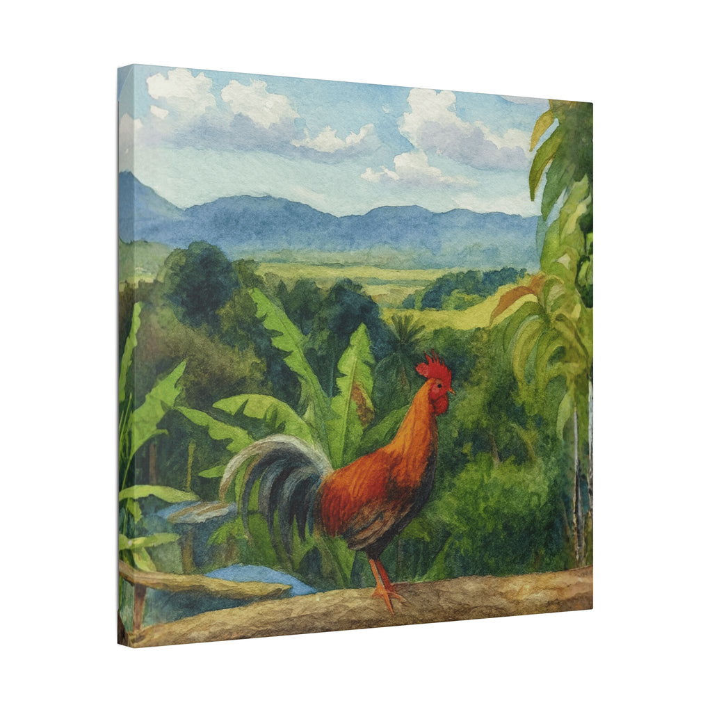 These Puerto Rico inspired Rooster Morning Landscape Canvas