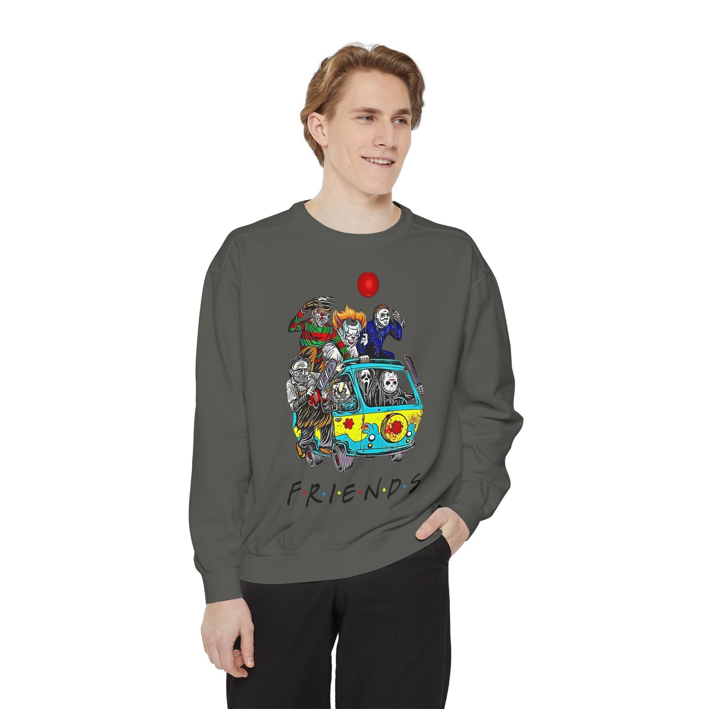 Friends-Inspired Unisex Garment-Dyed Sweatshirt, Cozy Casual Wear, Unique Graphic Sweatshirt, Perfect Gift, Everyday Style