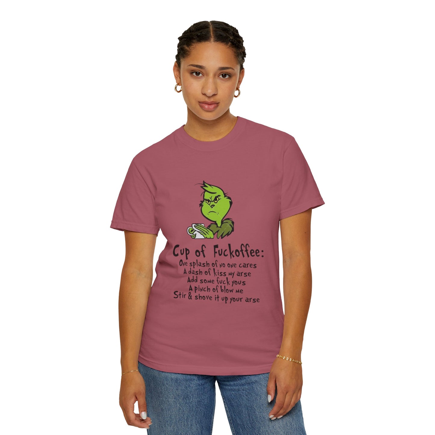 Holiday Graphic Tees  Cozy Festive Wear Funny Grinch-Inspired Unisex T-Shirt Cup of Fuckoffee