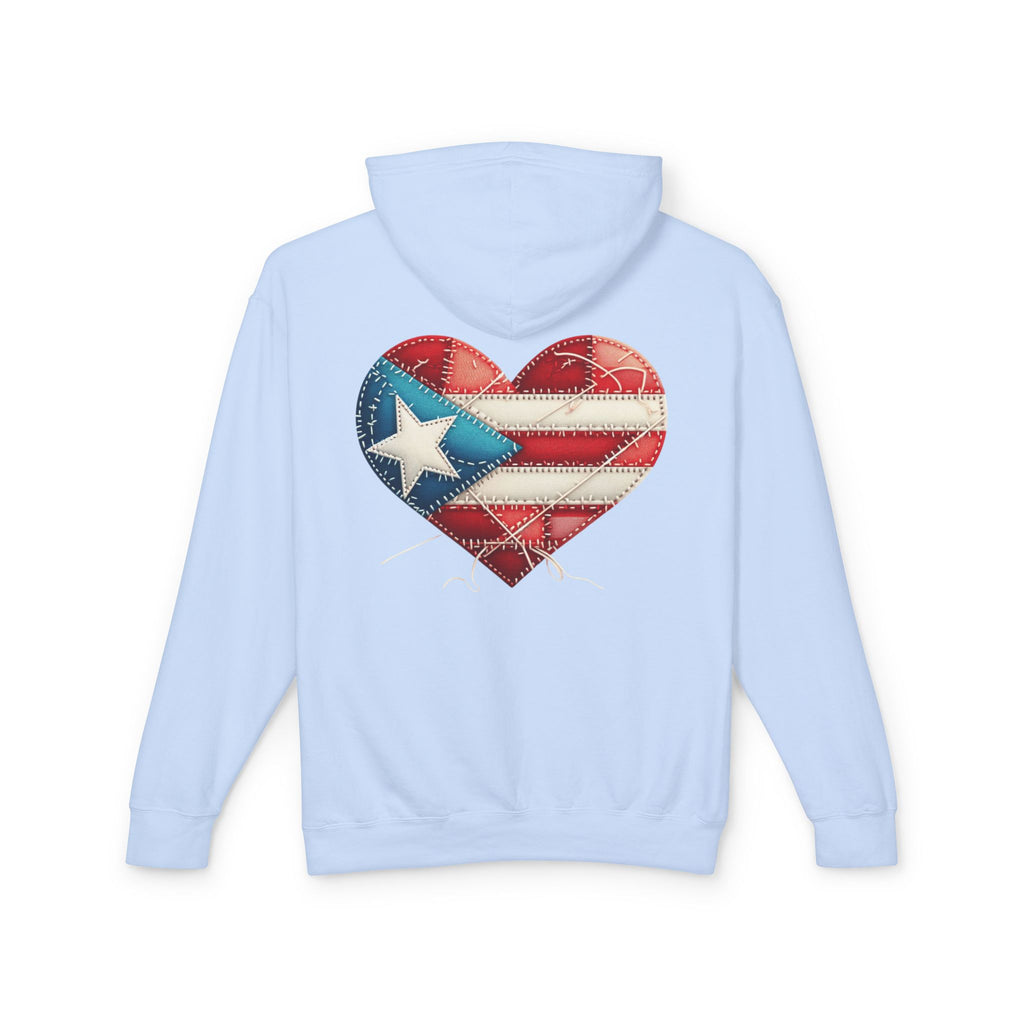 Jíbara Hoodie — Puerto Rican Heart Flag Lightweight Hooded Sweatshirt