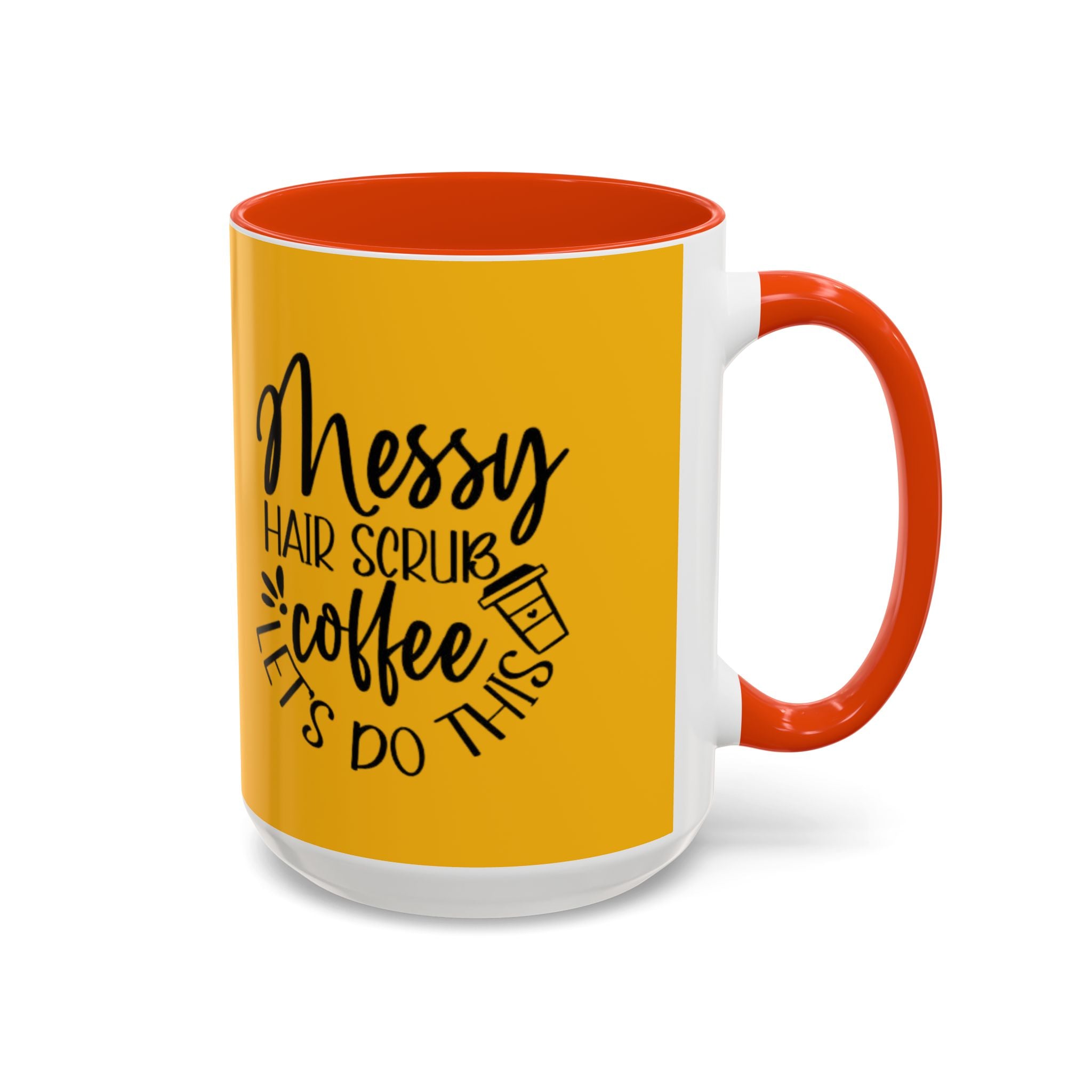 Holiday Coffee Cups with Festive Quotes & Designs Messy Hair Coffee Mug - Fun Yellow Ceramic Cup for Coffee Lovers