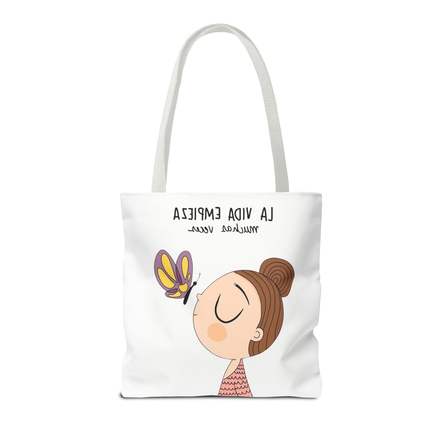 Lleva inspiración contigo a donde vayas, Eco-Friendly Carryall, Motivational Gift, Cute Reusable Shopper, Butterfly Design, Brighten Your Day