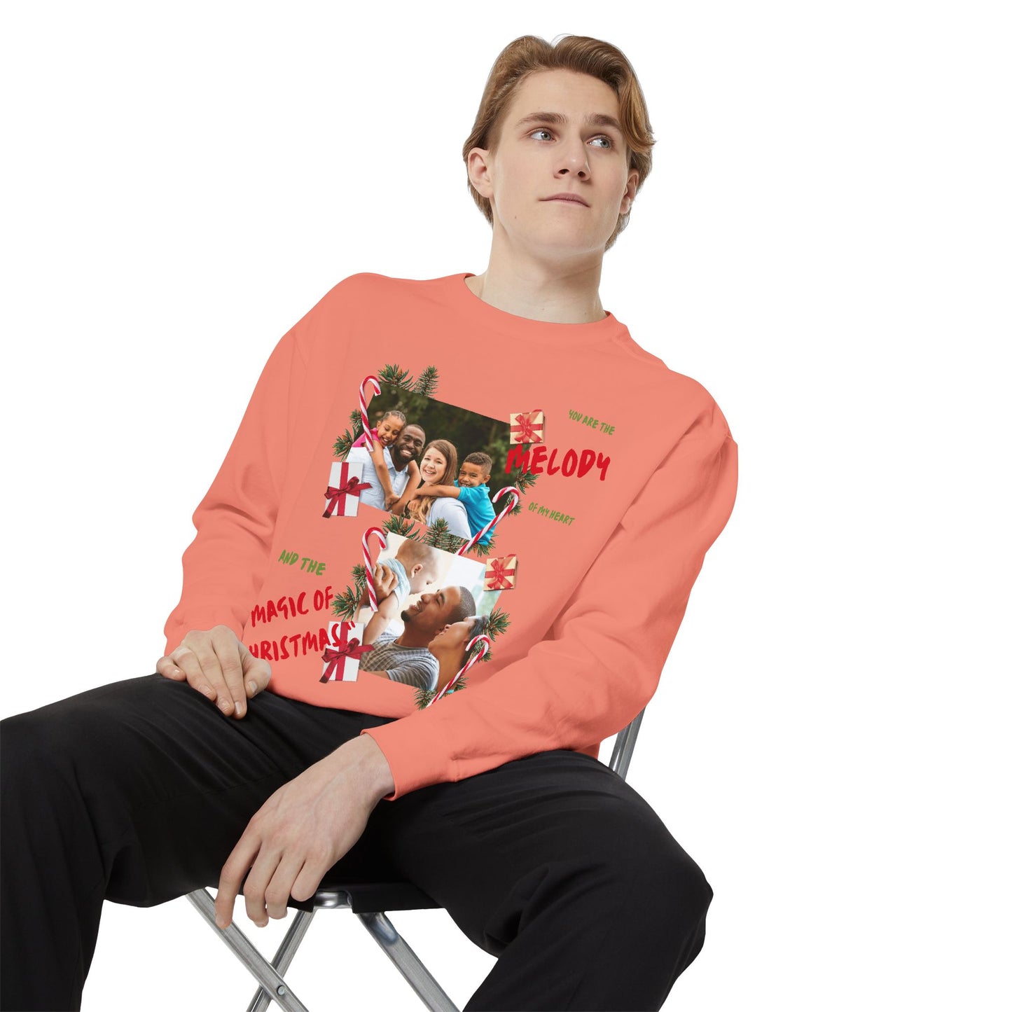 Personalized Christmas Photo Sweatshirt – “You Are the Melody” Holiday Crewneck