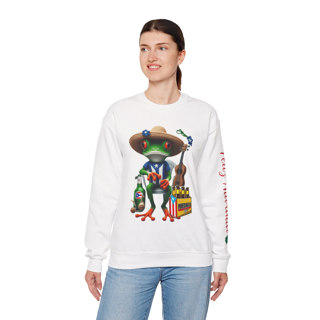 Frog Coqui Crewneck Sweatshirt – Coquito y Medalla Puerto Rican Vibes