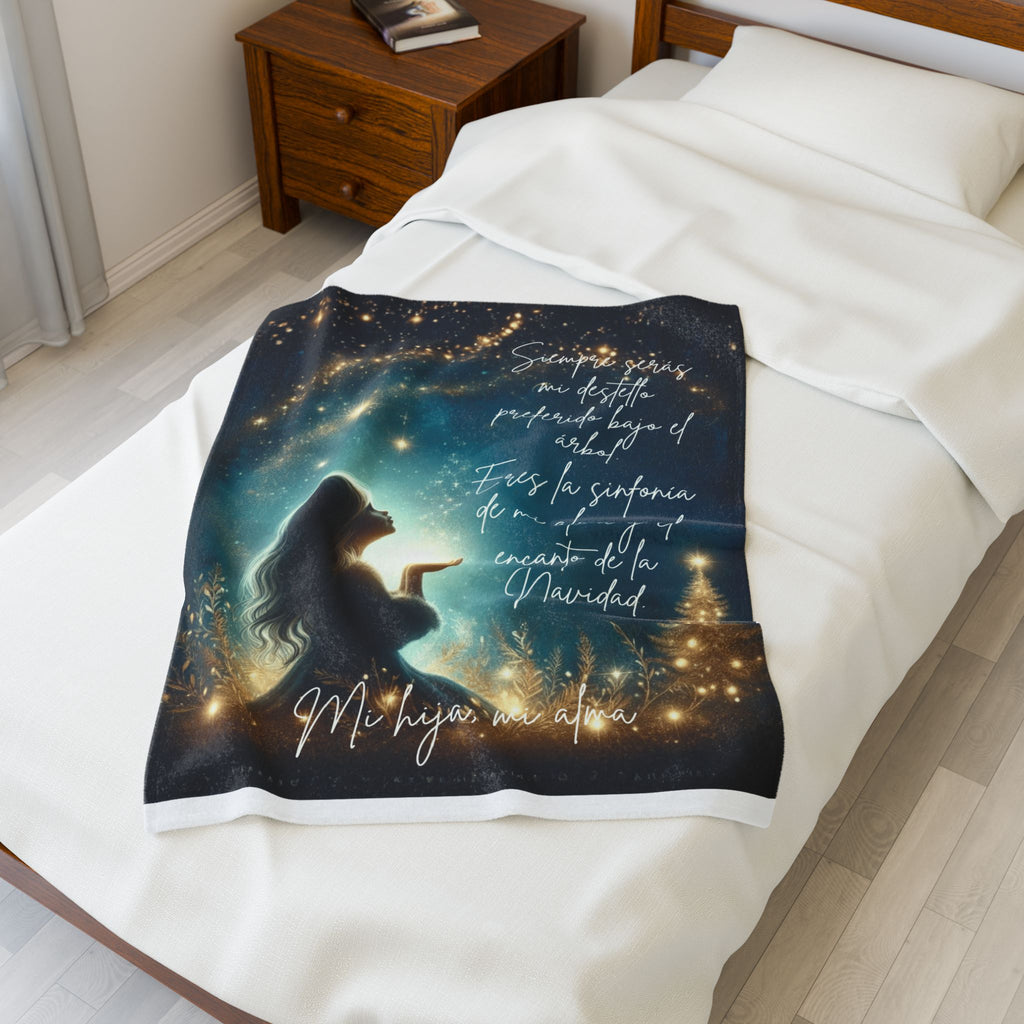Christmas Velveteen Plush Blanket "Eres la sinfonía de mi alma" Holiday Throw