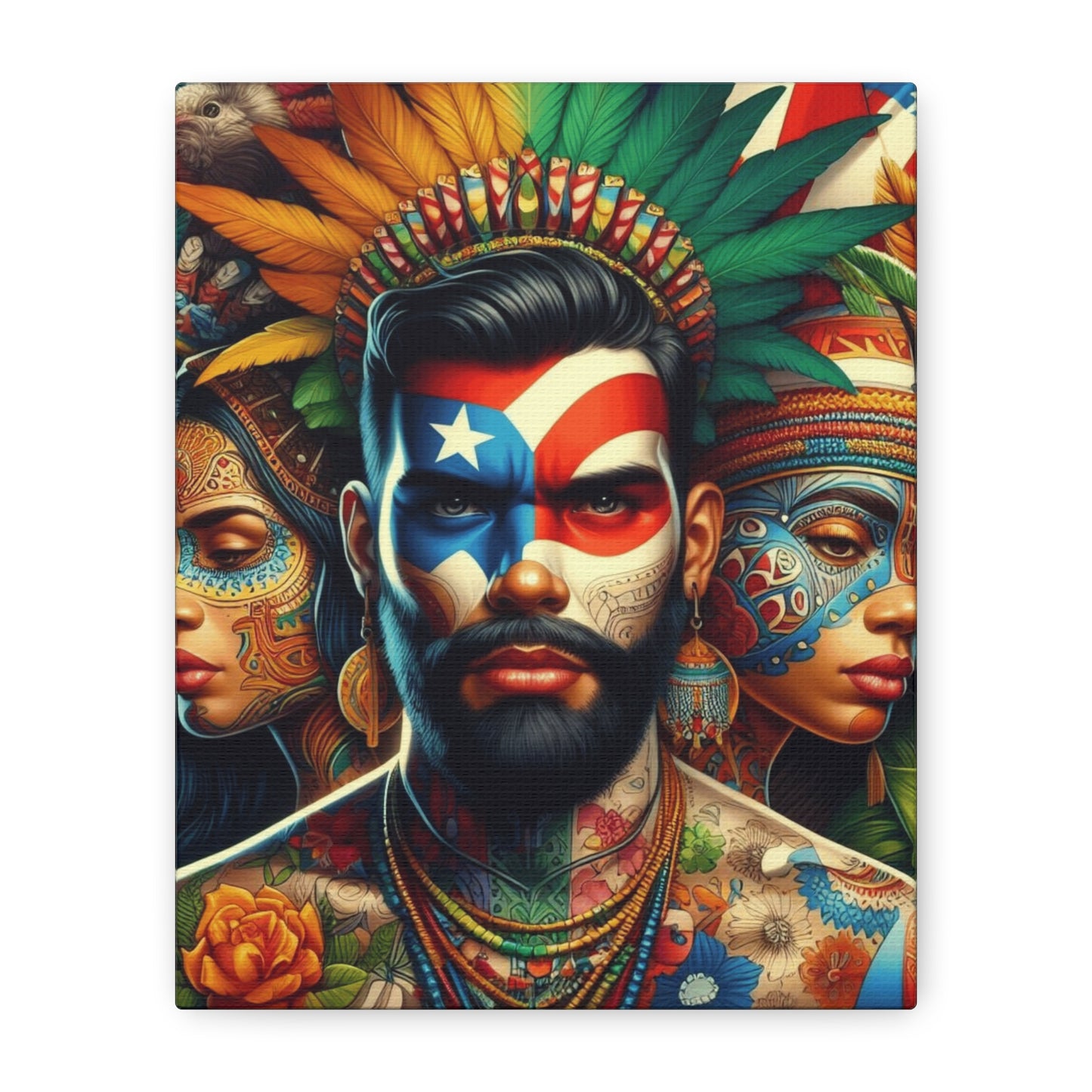 La Isla del Encanto Taíno Symbol Design Vibrant Cultural Art Canvas Print, Wall Decor, Home Decoration, Unique Artwork, Bohemian Style, Gift for Art Lovers