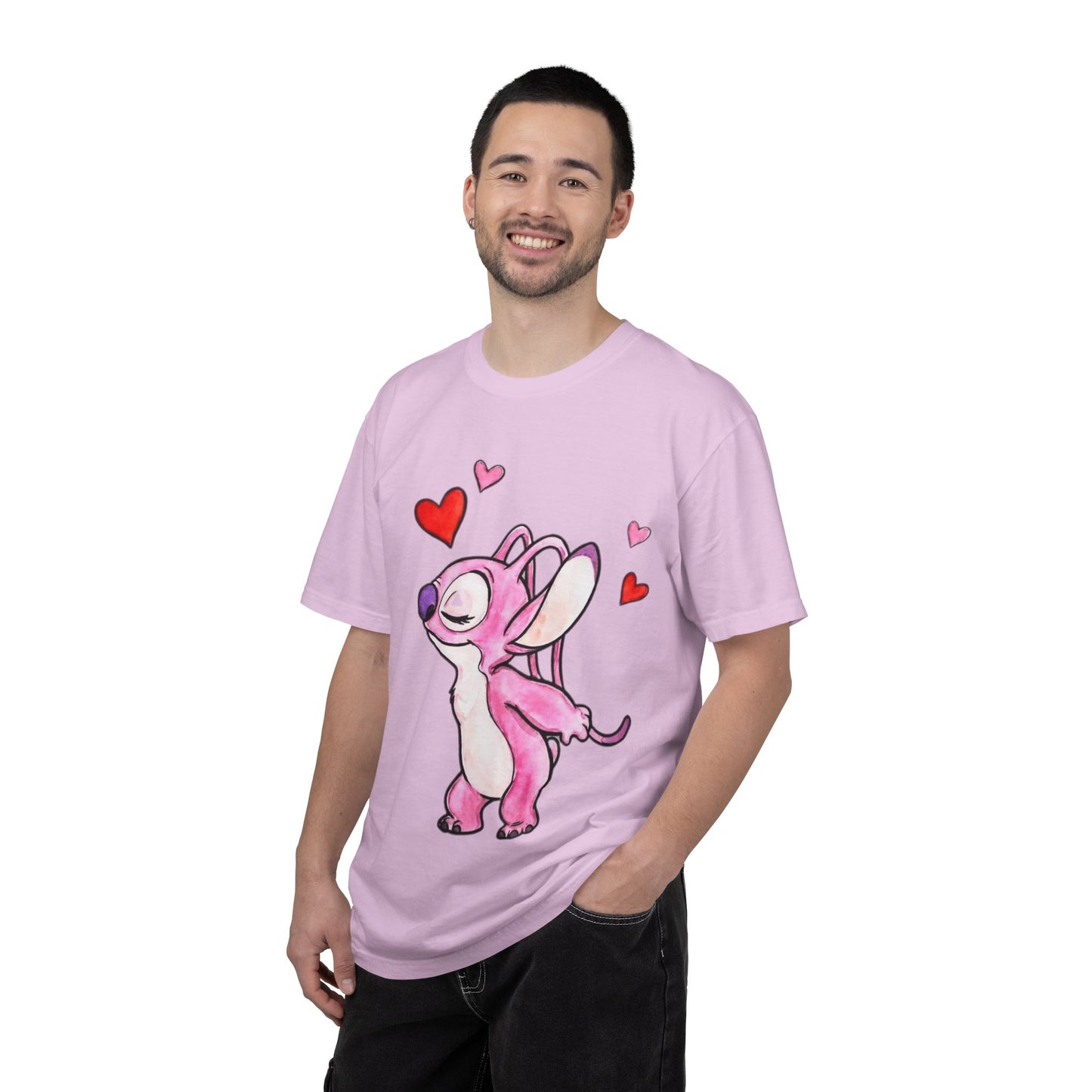 T-Shirt — Cute Pink Cartoon Creature with Hearts | Valentine’s Gift Tee