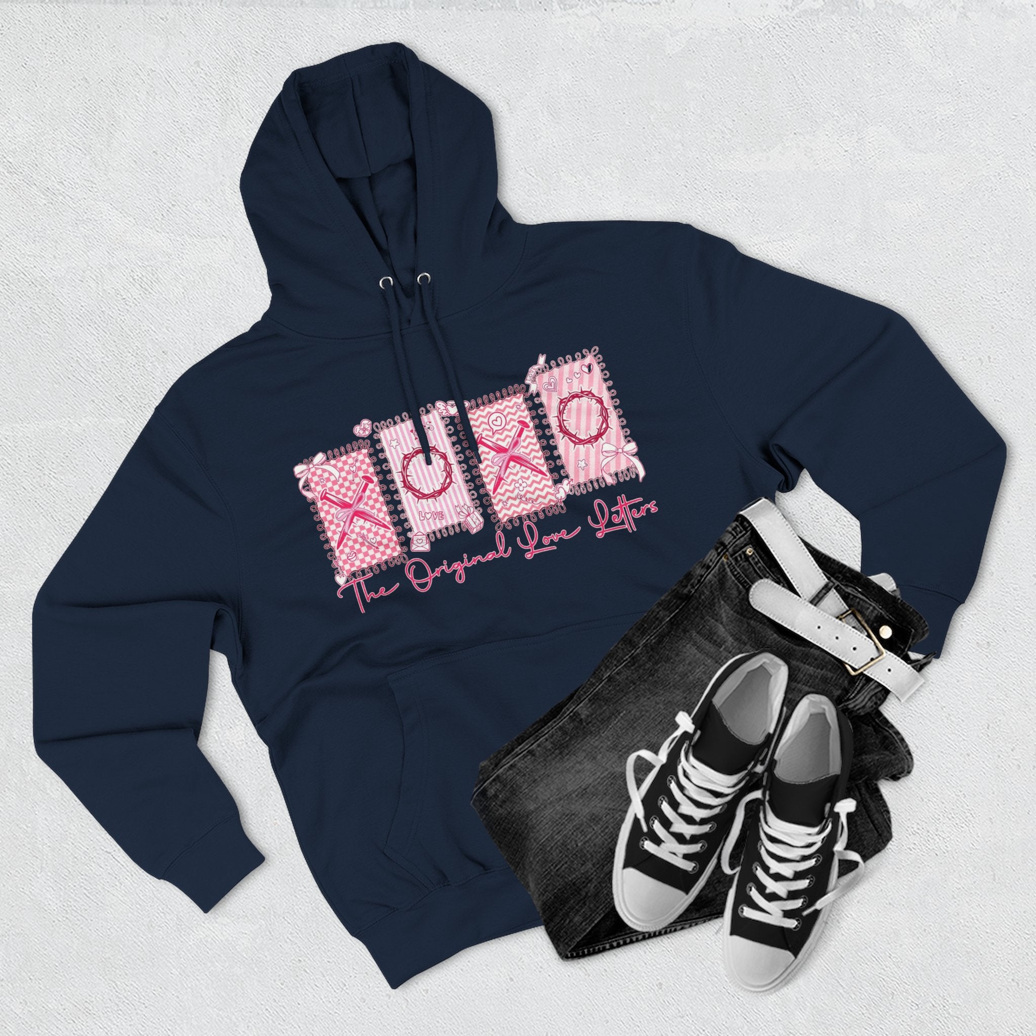 Hoodie  Pink XOXO Three Panel Love Letters Fleece Hoodie