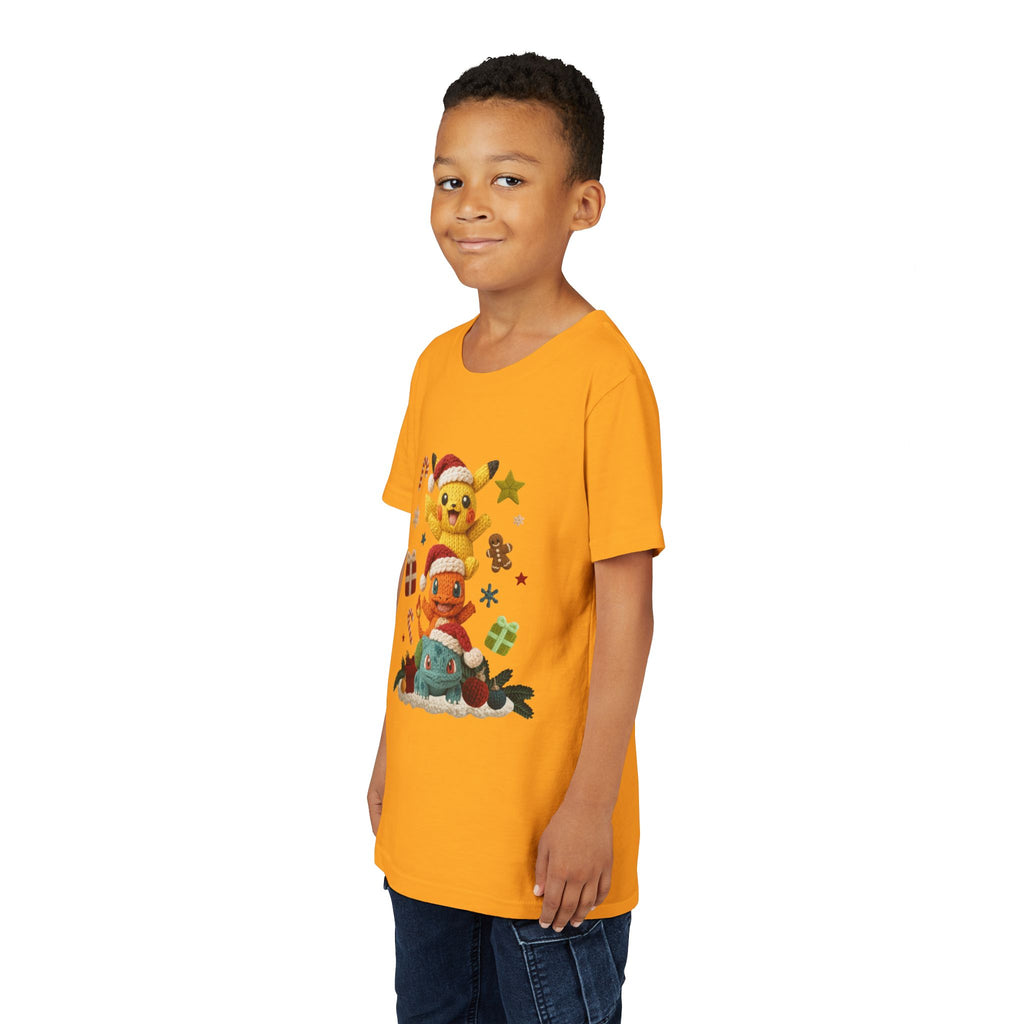 Kids Holiday Tee  Cute Stacked cartoon Characters Christmas Design