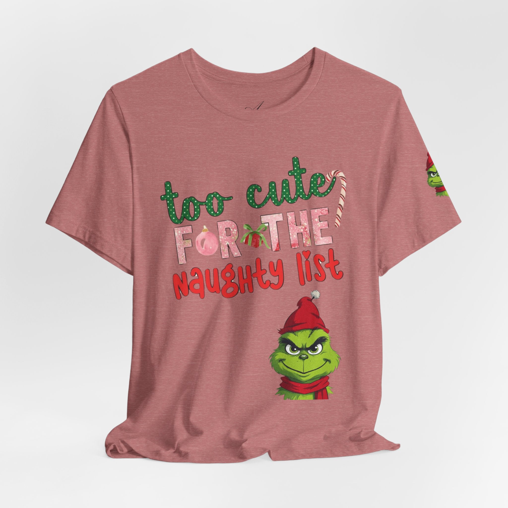 Christmas T-Shirts and Sweatshirts Collection Cute Grinch Holiday Tee 'Too Cute for the Naughty List' Unisex Jersey T-Shirt