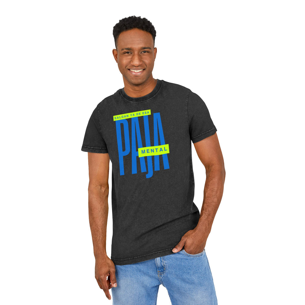 Orgullo puertorriqueño Acid Washed Tee  Bold "Paja Mental" Graphic Streetwear