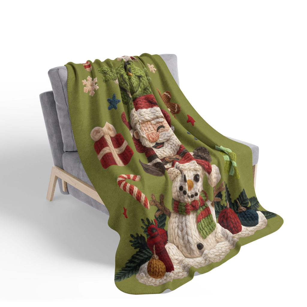 Magical Christmas Cartoon Blanket Grinch Santa Snowman Sherpa Blanket  Cozy Christmas Fleece Throw
