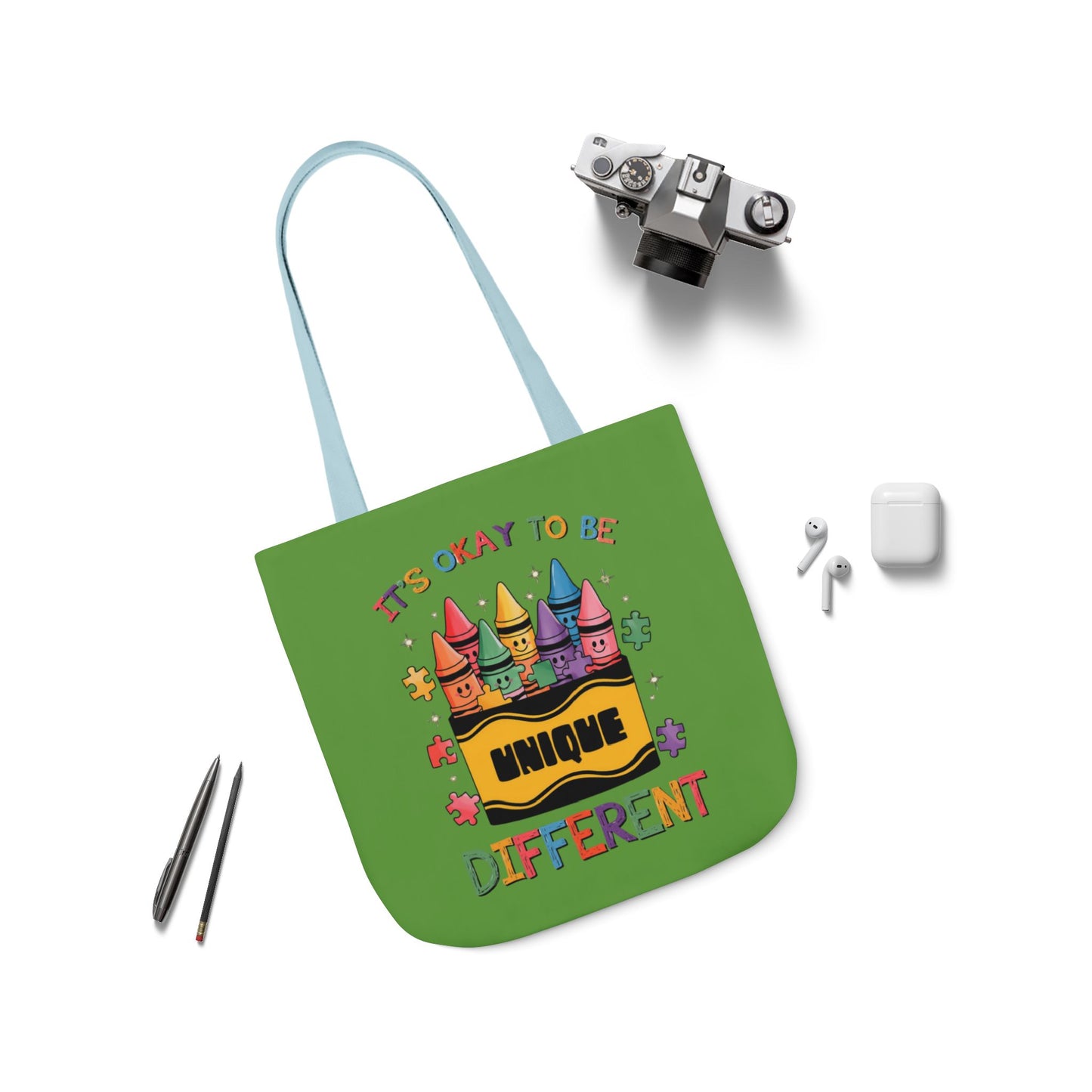 Autism Awareness & Pride Collection Unique Canvas Tote Bag with Colorful Castle Design
