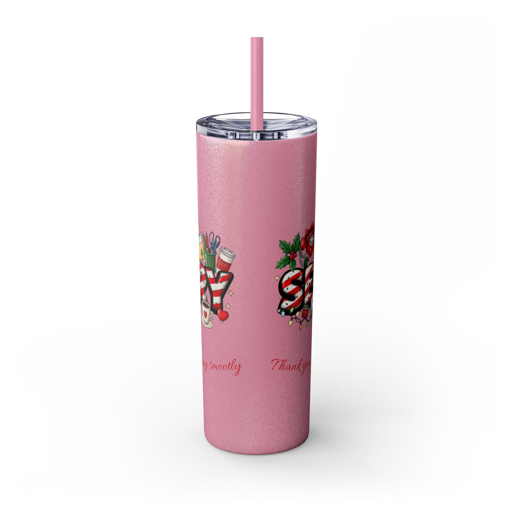 Christmas mug for the office team who keeps everything running smoothly. Candy Cane Christmas Office Secret Santa Design, 20oz with Straw