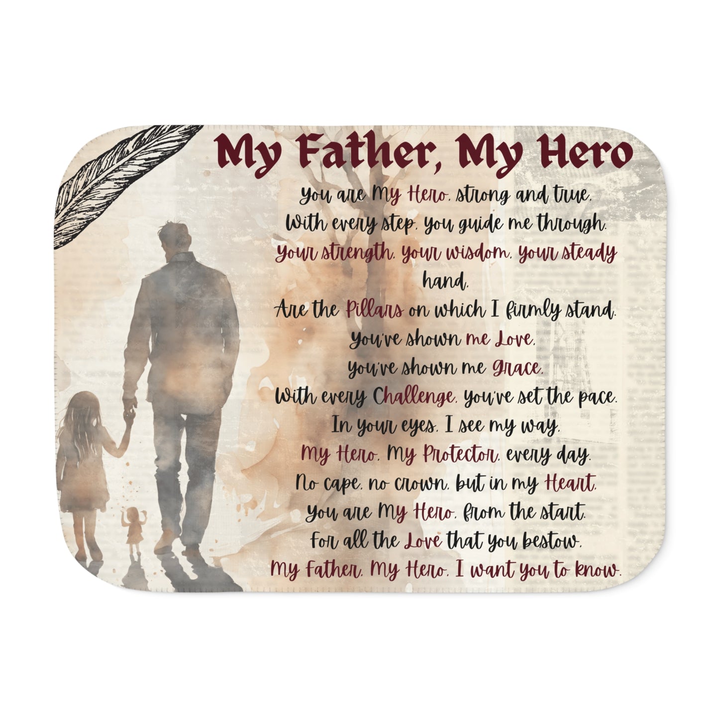 My Father, My Hero Sherpa Blanket - Cozy Gift for Dads, Father's Day, Birthdays, Family Love