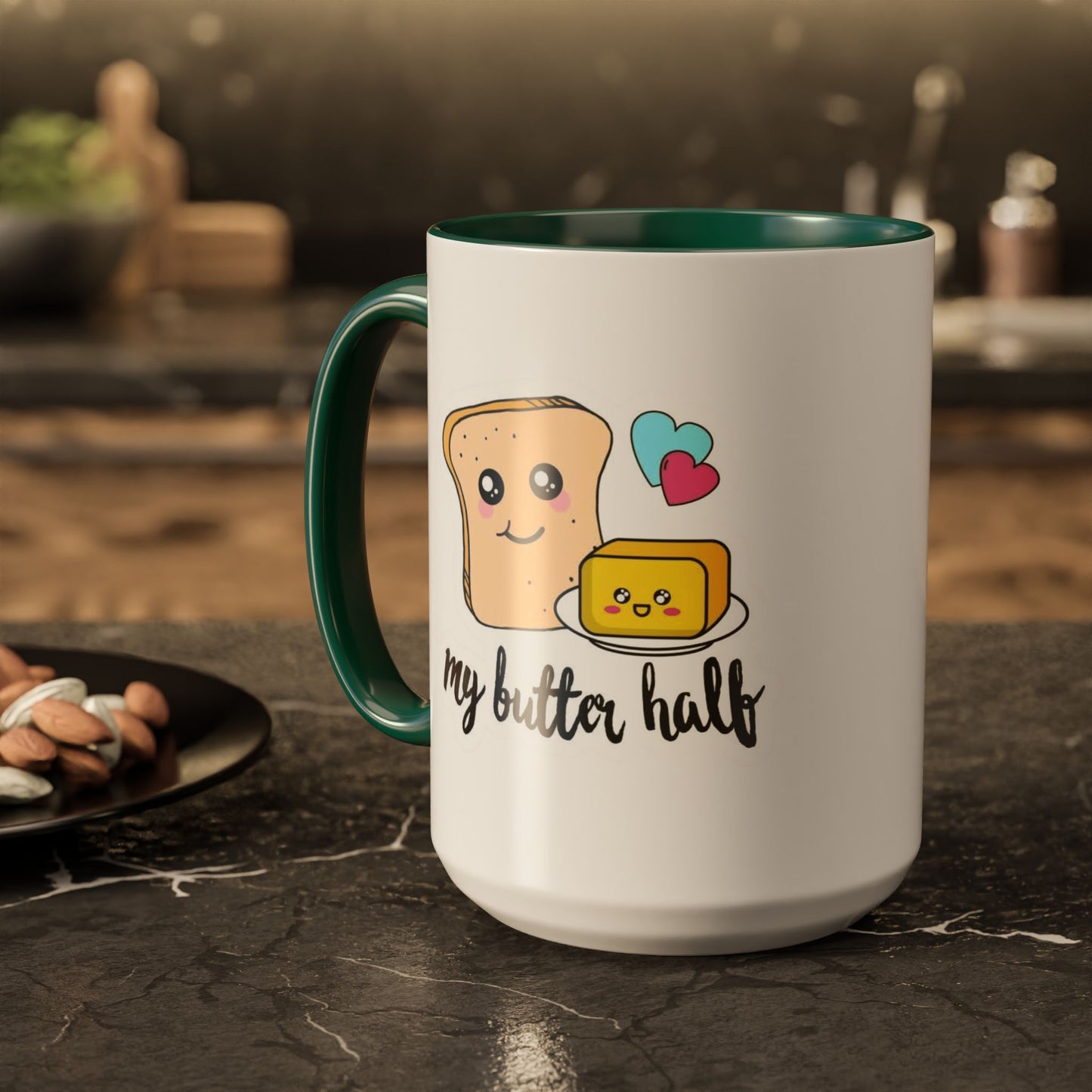 Motivational & Funny Quote Mugs Uplifting Coffee Cup Gifts Cute Foodie Relationship Mug My Butter Half Design, Colorful 11oz & 15oz