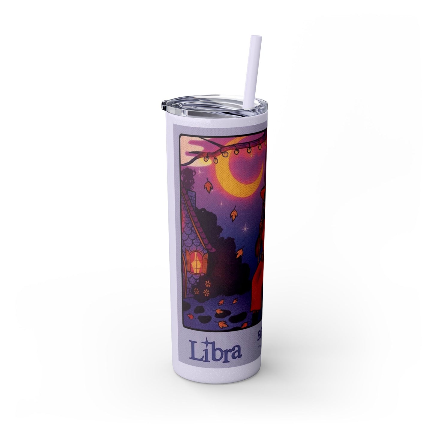 🎁 Spooky season gifts Enchanting Libra Skinny Tumbler with Straw | 20oz | Perfect for Halloween, Witchy Vibes, Astrology Lovers, Gift Idea, Custom Beverage Holder