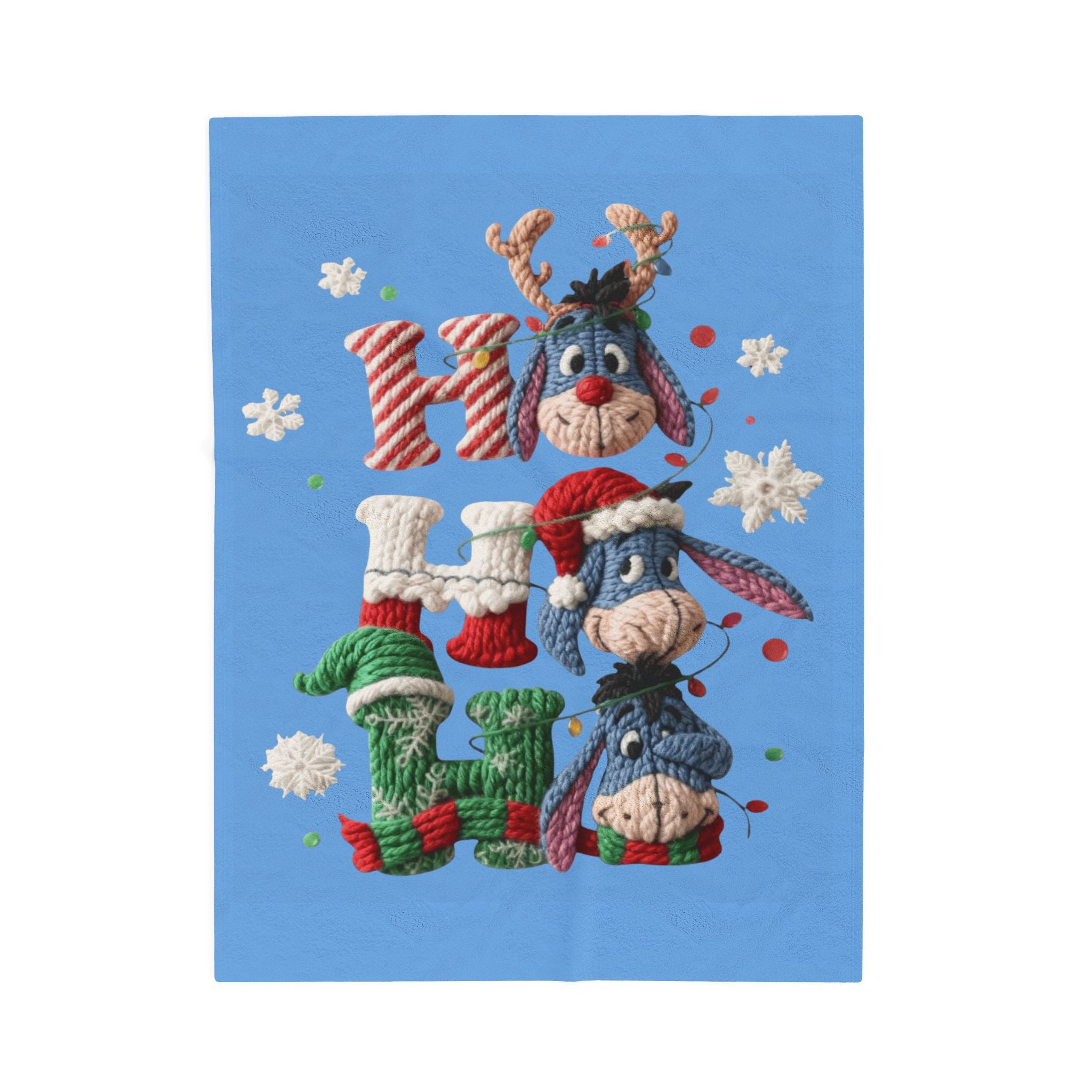 Holiday Eeyore Velveteen Plush Blanket — Cute Christmas Knit-Style Design
