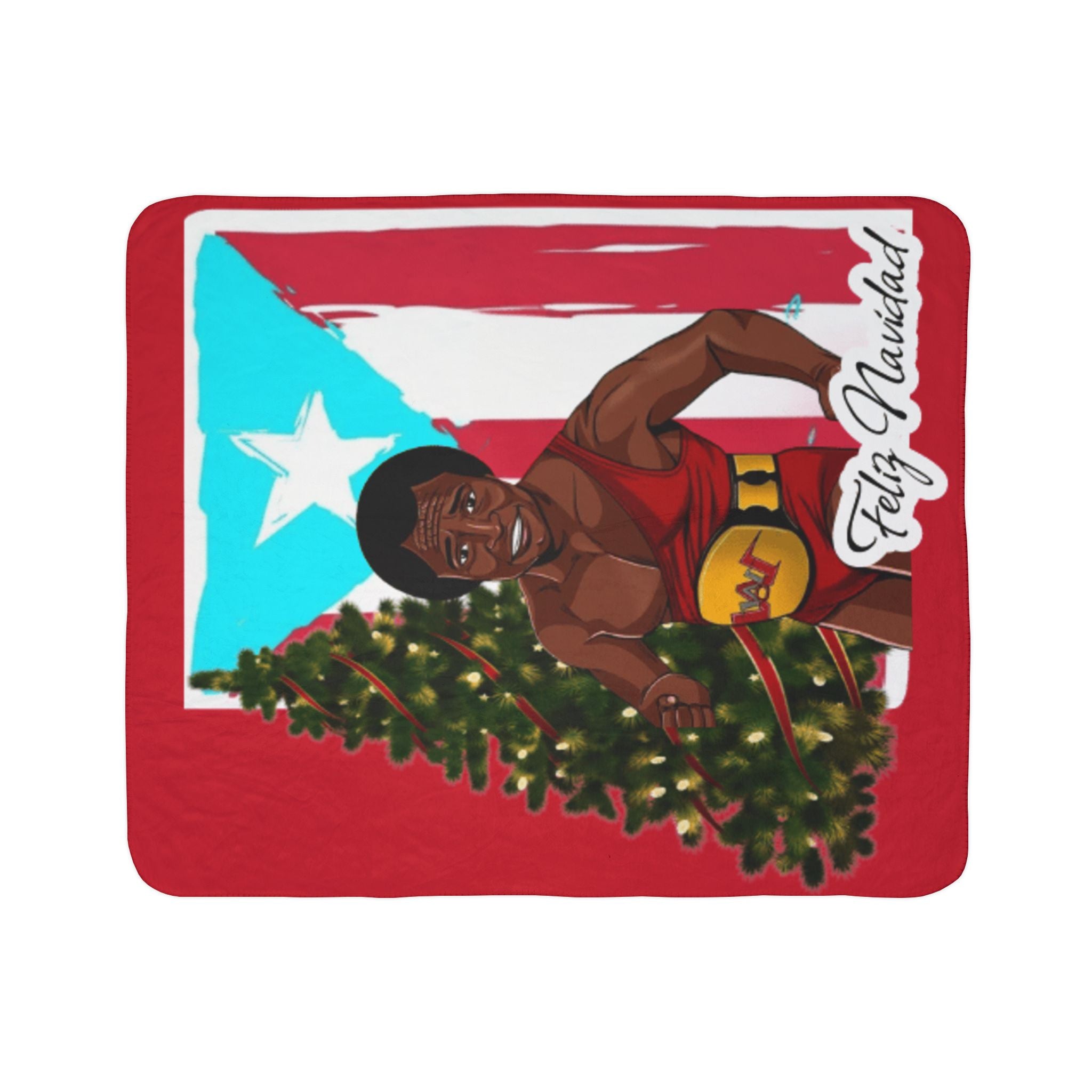 Carlitos Colon Feliz Navidad Puerto Rican Boxing Holiday Sherpa Blanket