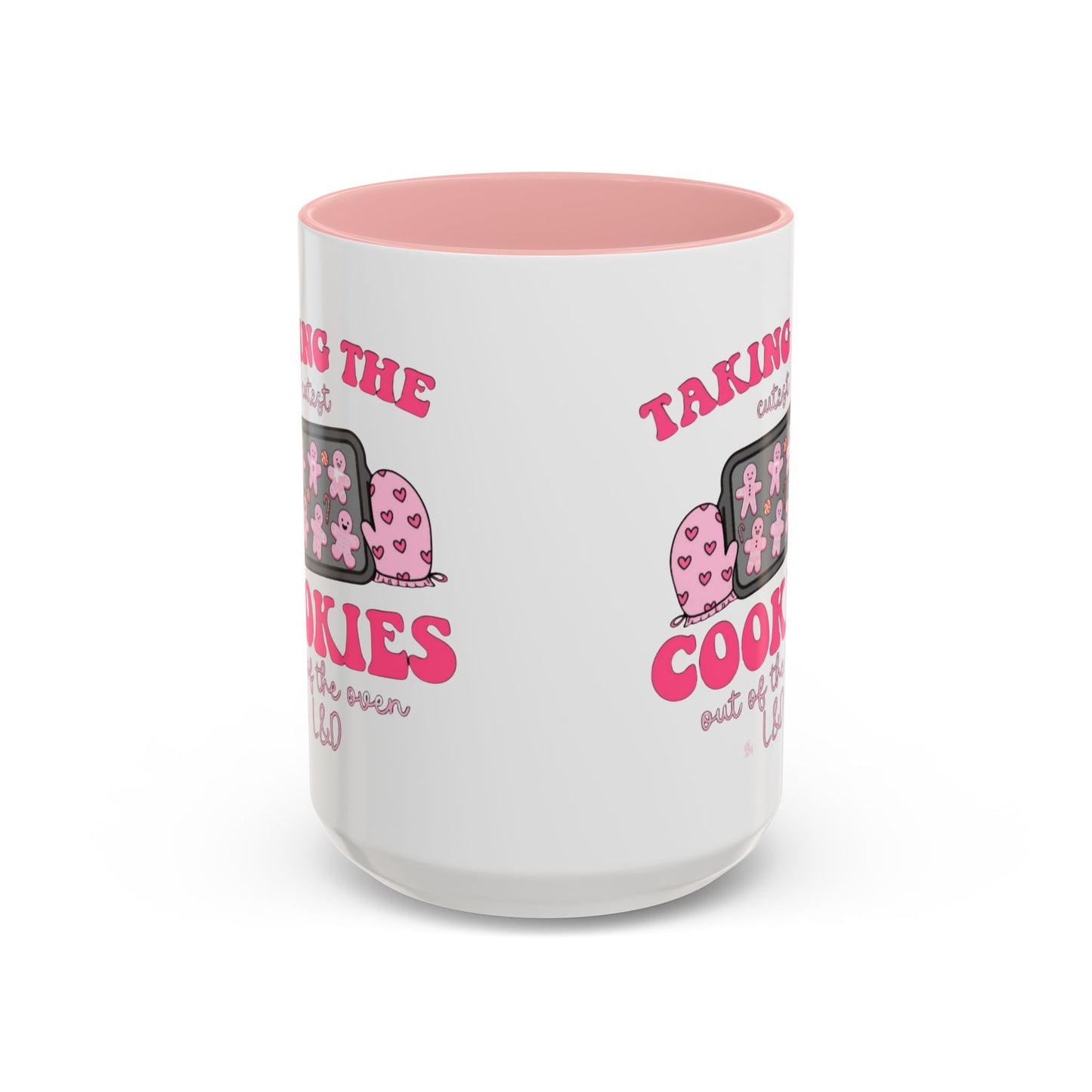 Accent Coffee Mug — "Taking the Cookies" Cute Pink Baking Design Coffee Cup for Fun Celebrations