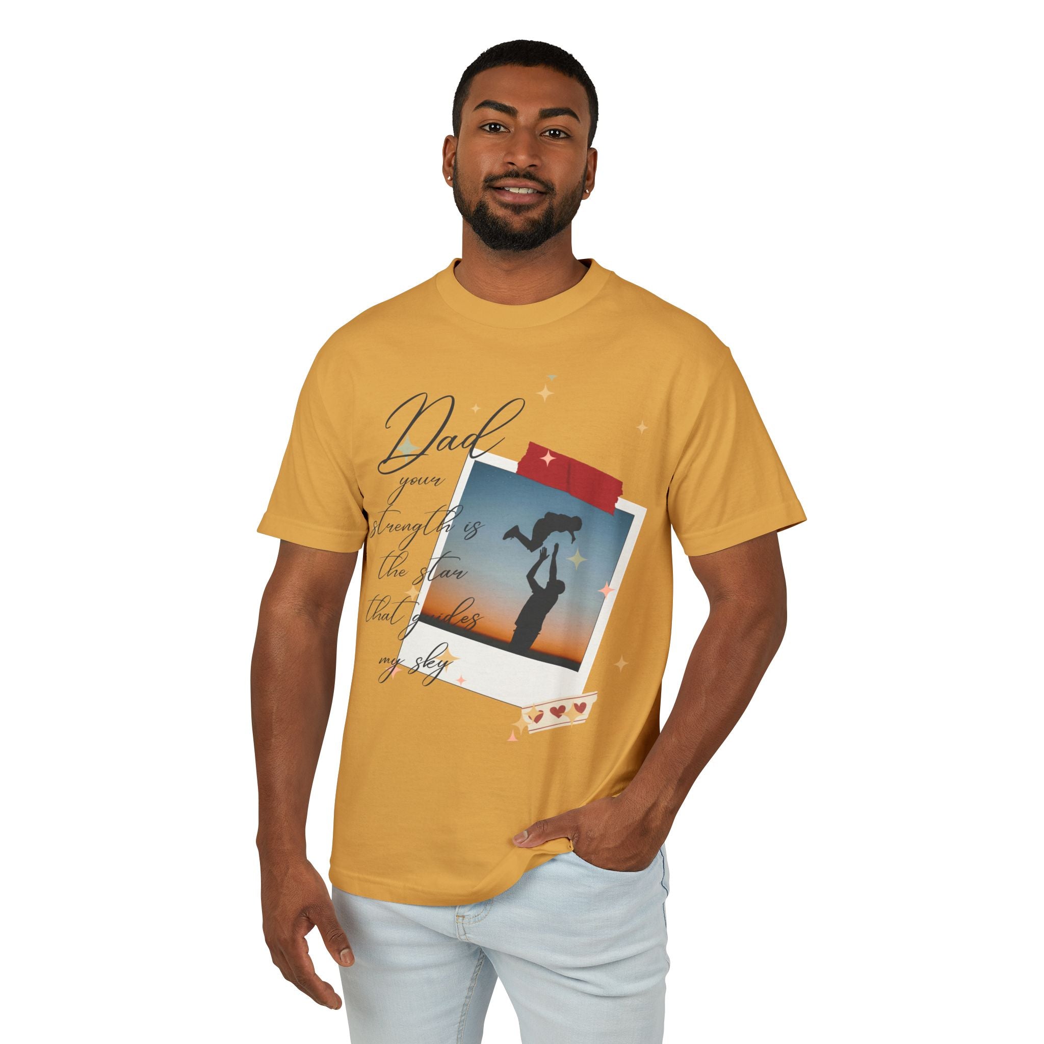 Dad & Daughter Sunset Photo Tee — "Dad, you're stronger than the storm"