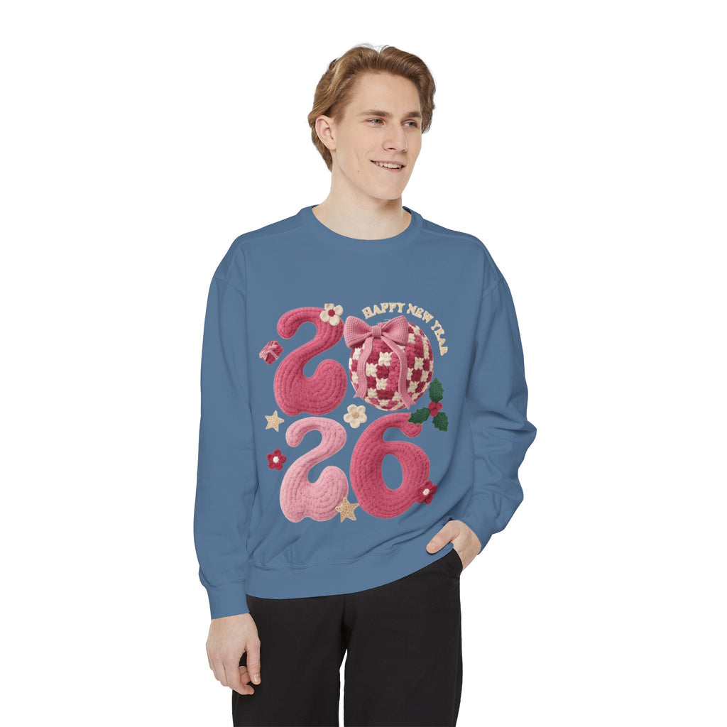 Happy New Year 2026 Sweater  Pink Festive Graphic Sweatshirt