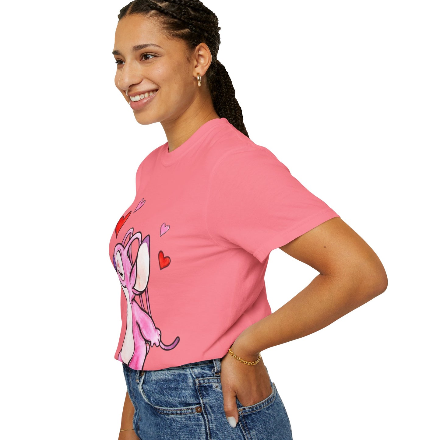 T-Shirt — Cute Pink Cartoon Creature with Hearts | Valentine’s Gift Tee