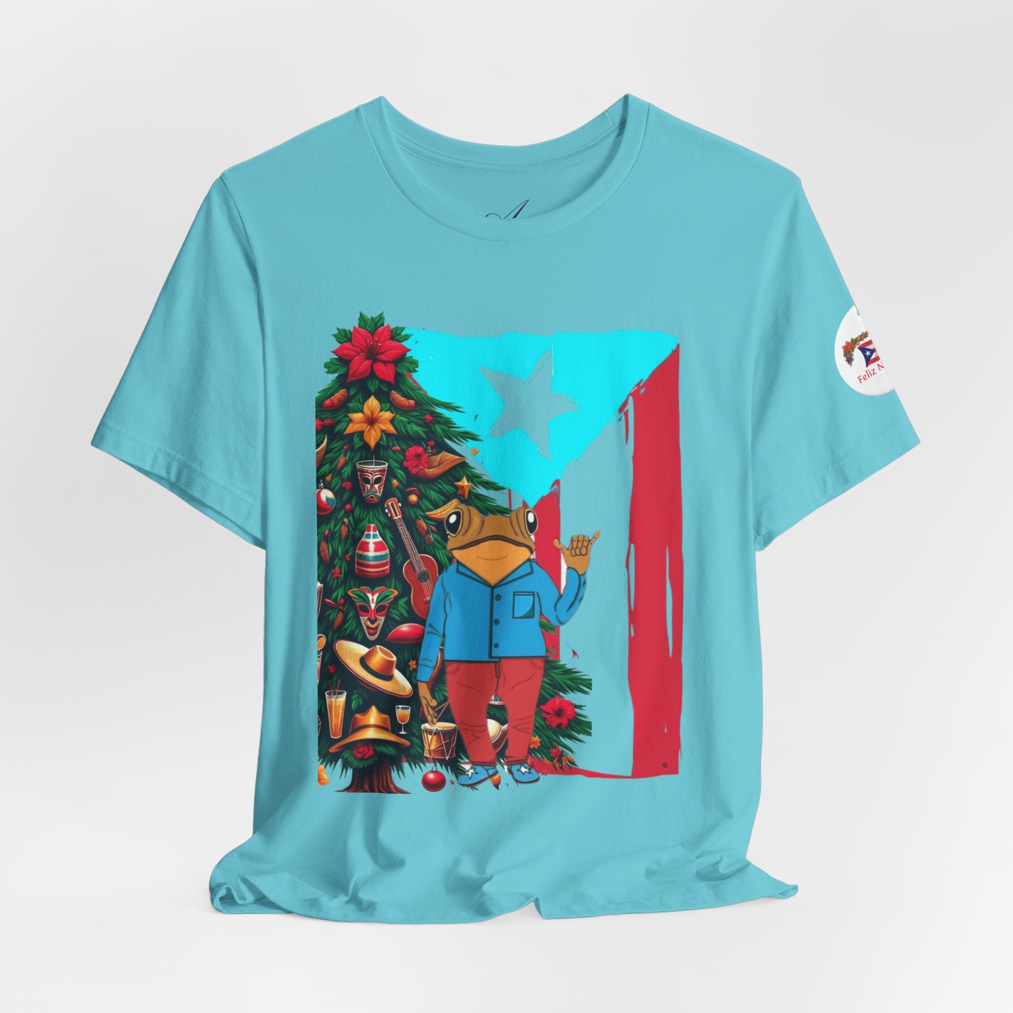 Puerto Rico Holiday T-Shirt  Coquí by Christmas Tree Graphic Puerto Rico’s Navidades