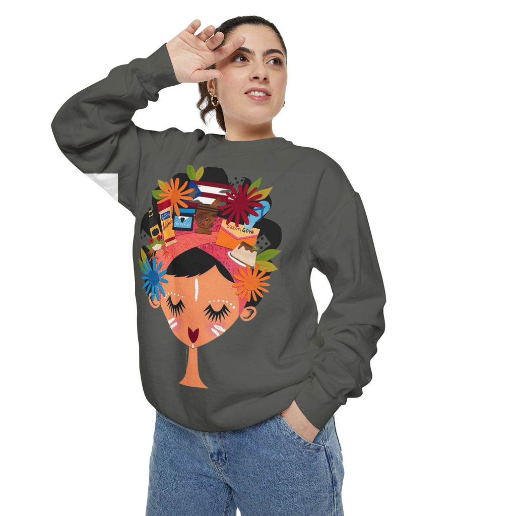 Floral Fiesta Sweatshirt — Colorful Tropical Woman Graphic Puerto Rico Navidades