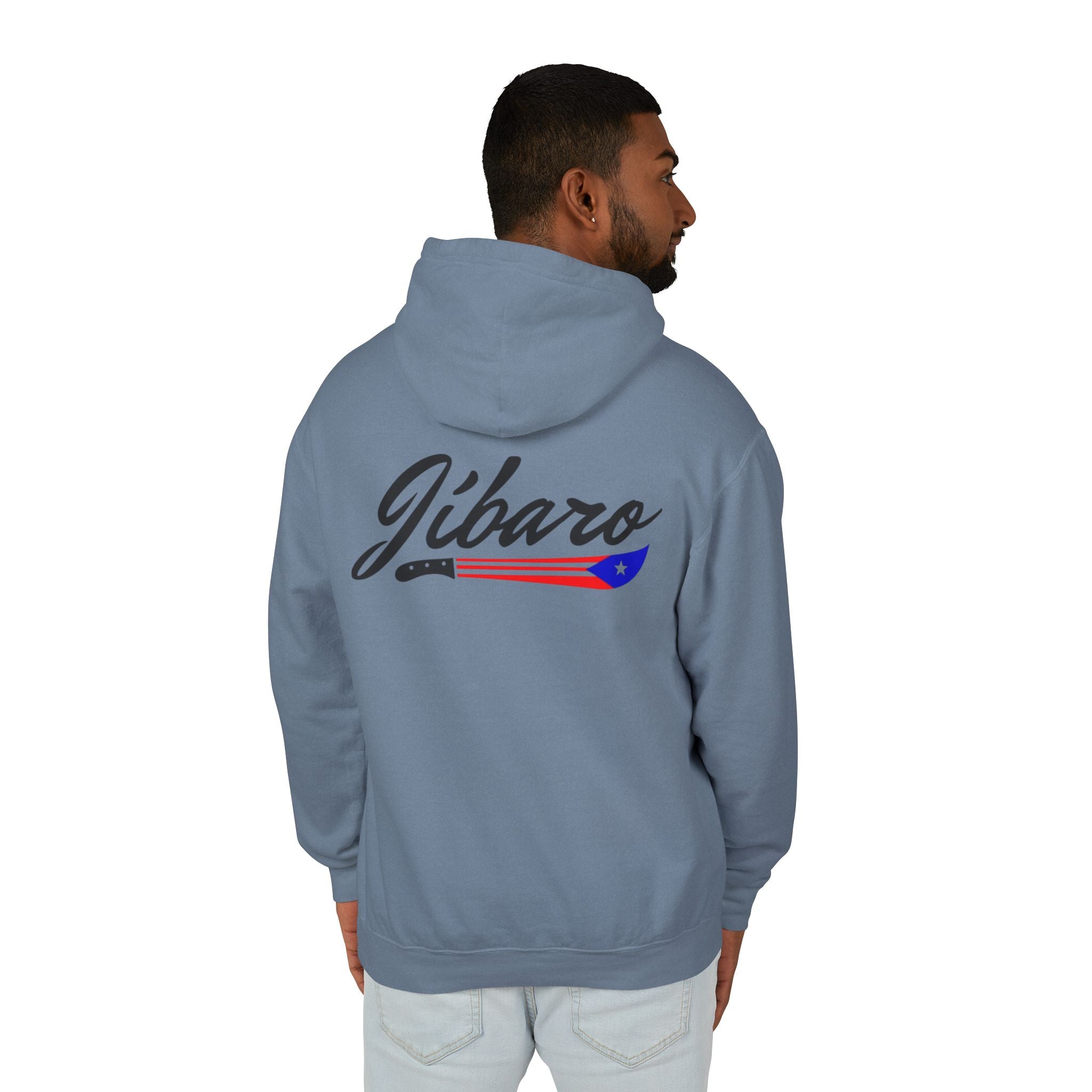 Puerto Rico Heart Flag Hoodie  "Jíbaro" Back Graphic