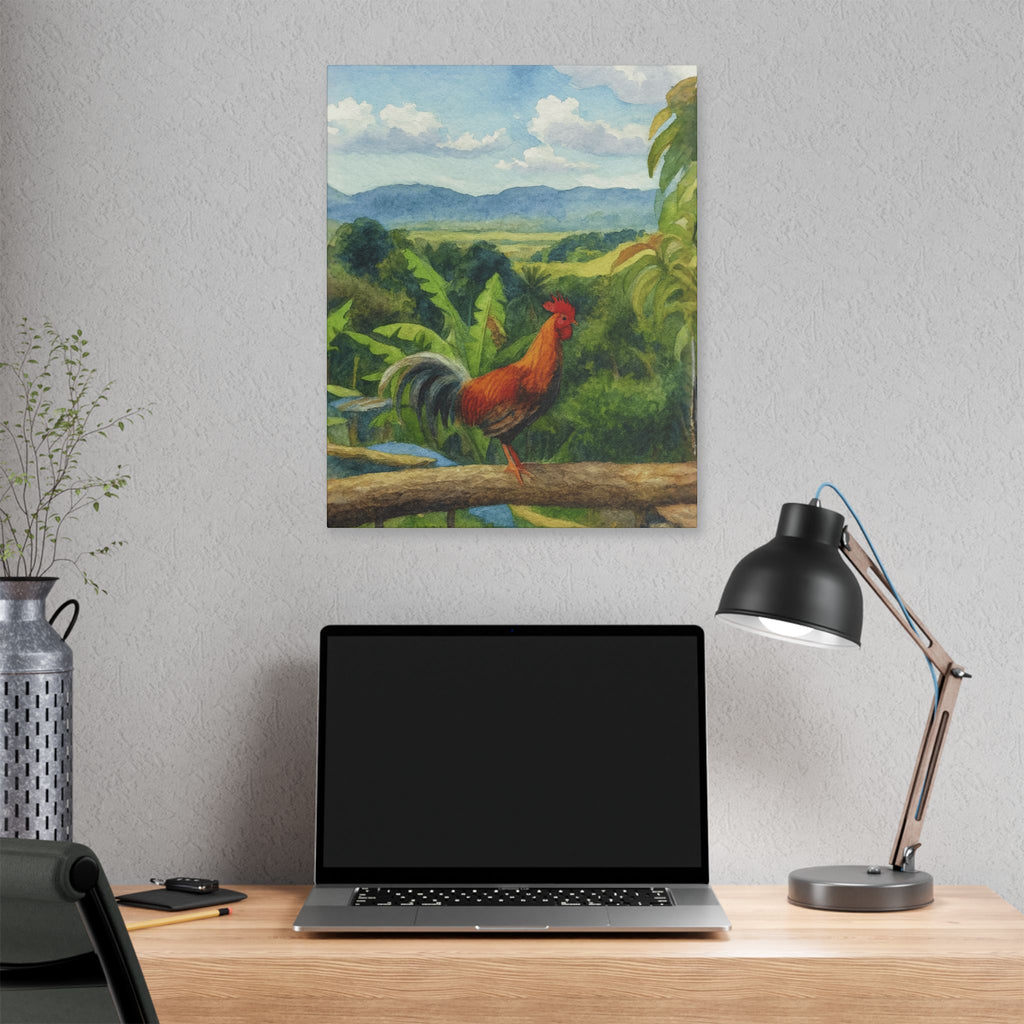 These Puerto Rico inspired Rooster Morning Landscape Canvas