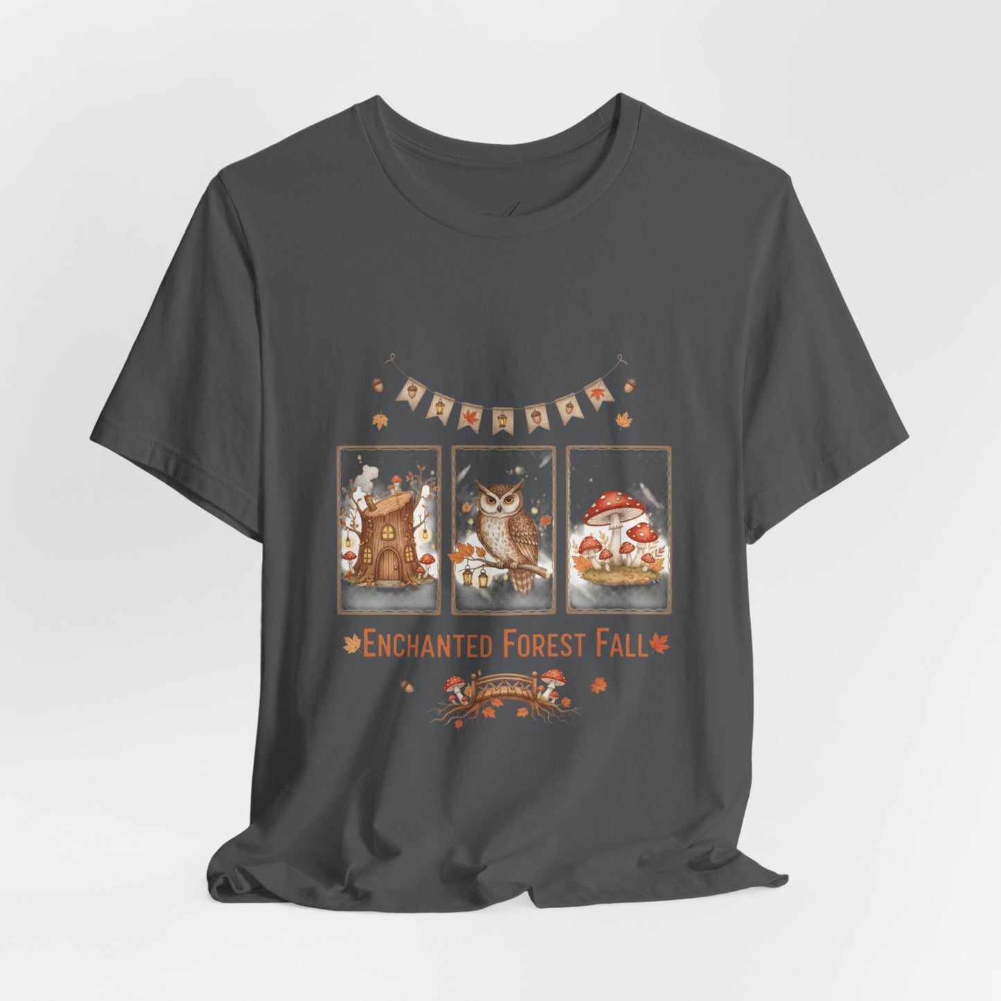 Enchanted Forest Fall Tee, Cute Owl Shirt, Autumn Graphic Tee, Nature Lover Gift, Cozy Fall Apparel, Wildlife T-Shirt, Unisex Fall Top