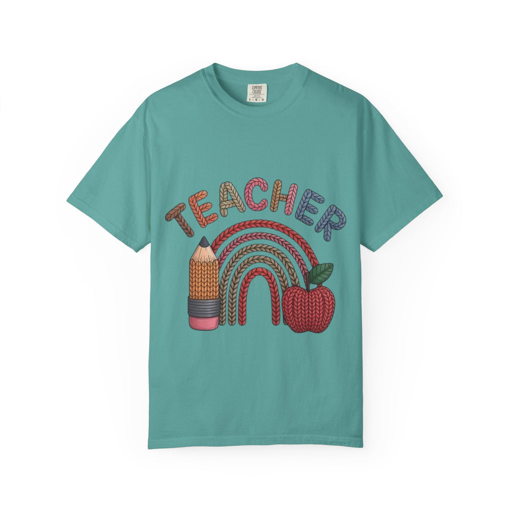 Teacher Rainbow Pencil & Apple T-Shirt — Back-to-School Gift for Educators