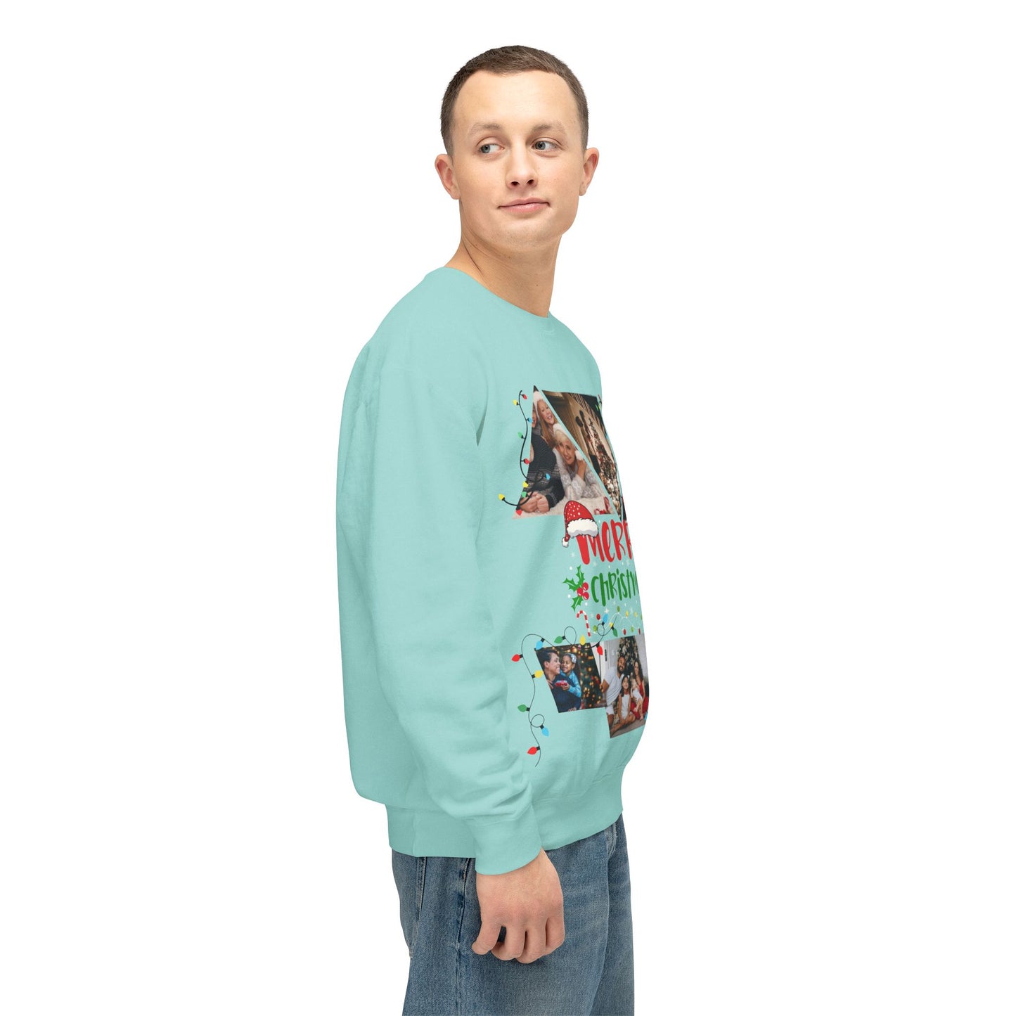 Christmas Photo Collage Sweatshirt — "Merry Christmas" Holiday Crewneck