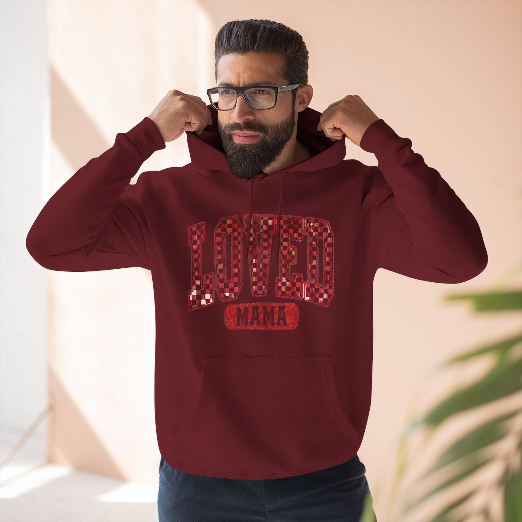 Hoodie  Loved Mama Checkerboard Graphic Hoodie