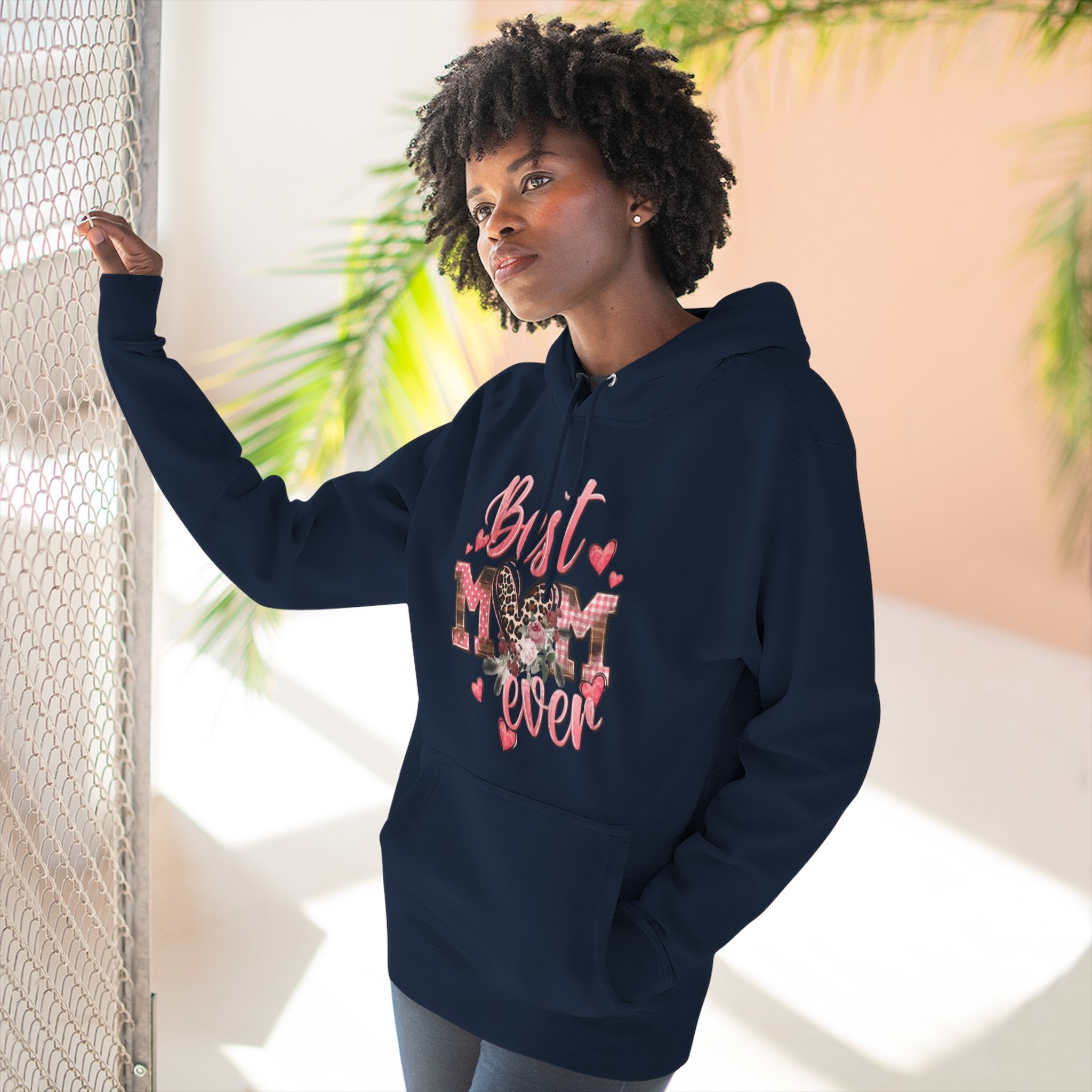 Best Mom Ever Hoodie  Leopard Heart Mother's Day Pullover
