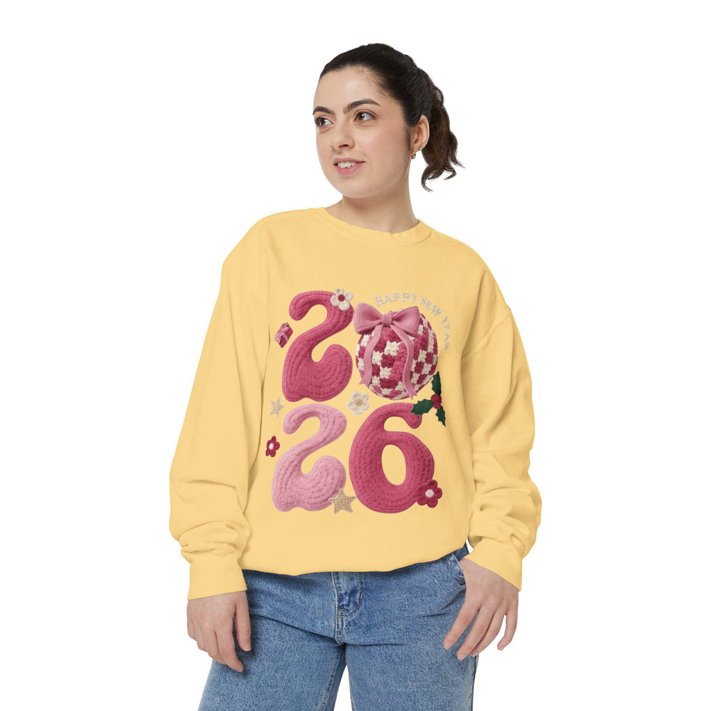 Happy New Year 2026 Sweater  Pink Festive Graphic Sweatshirt