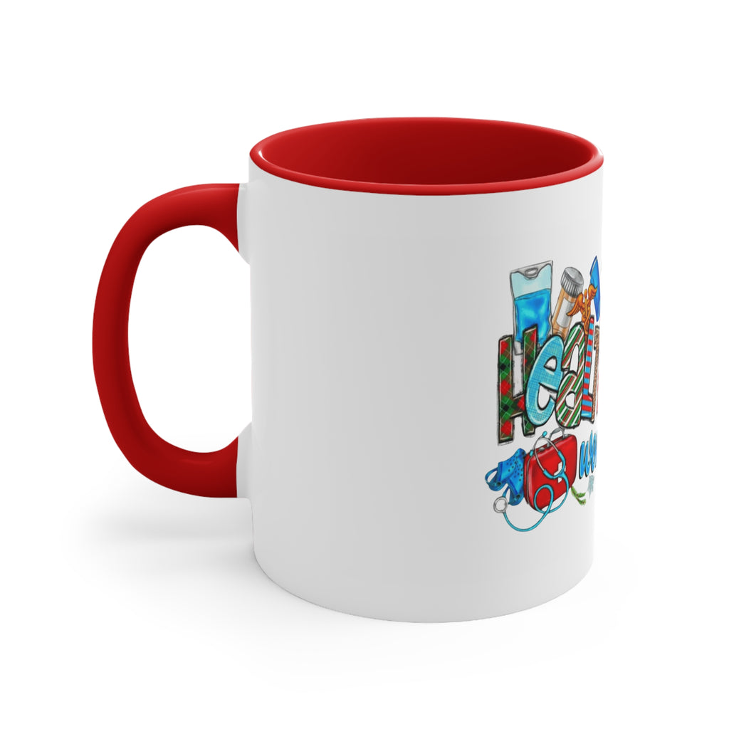 Healthcare Worker Christmas Accent Mug — Festive Holiday Nurse & Doctor Gift (11oz) Medical Christmas Mug